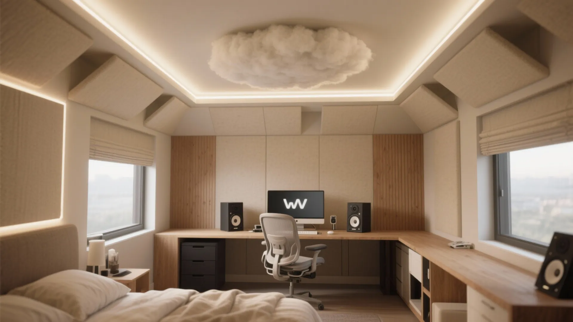 Ceiling Cloud + Wall–Ceiling Soffit Traps