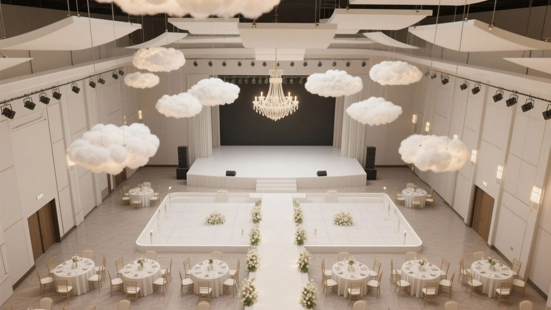 Hybrid Acoustic Clouds with Feature Chandeliers