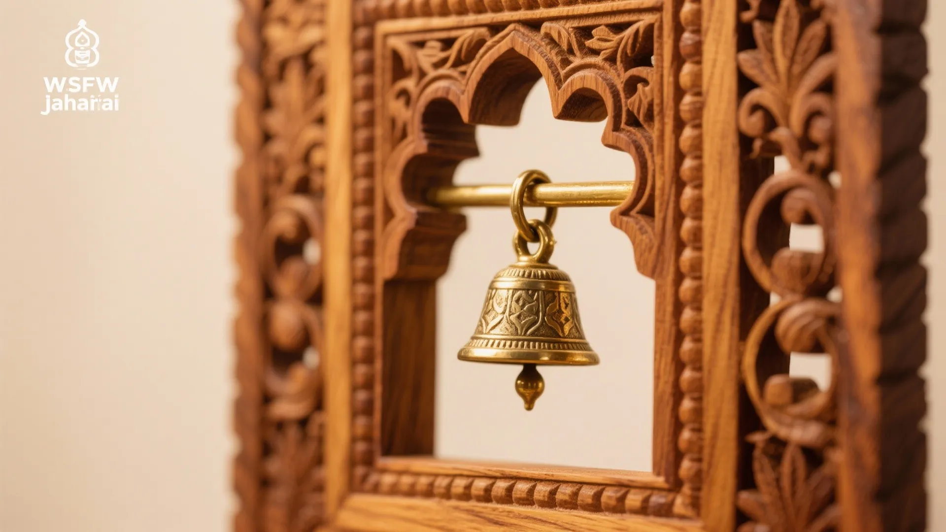 Carved Jharokha Frame with a Cluster Ghanti