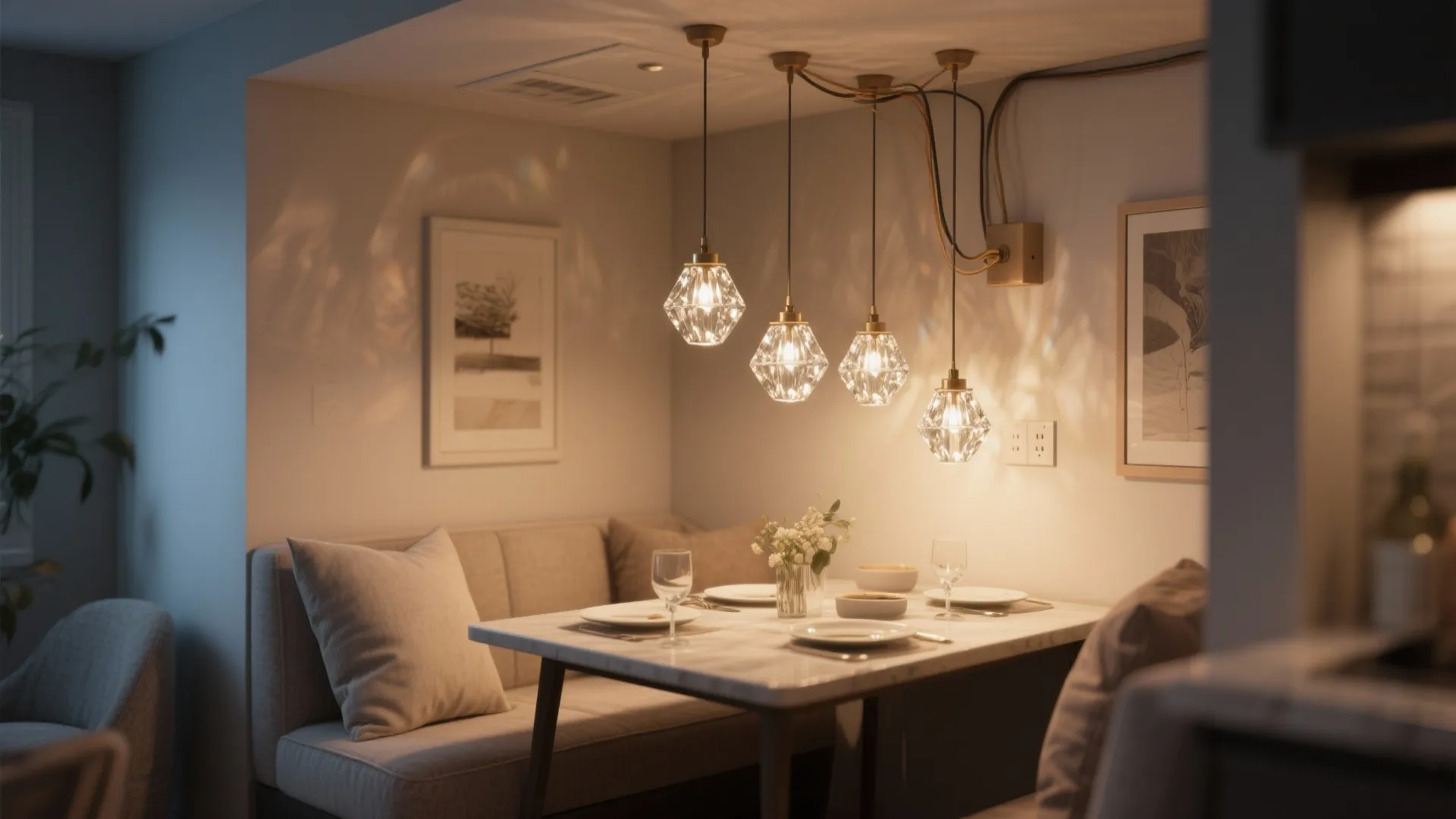 2. Clustered Mini Pendants Mounted as a Wall Fixture