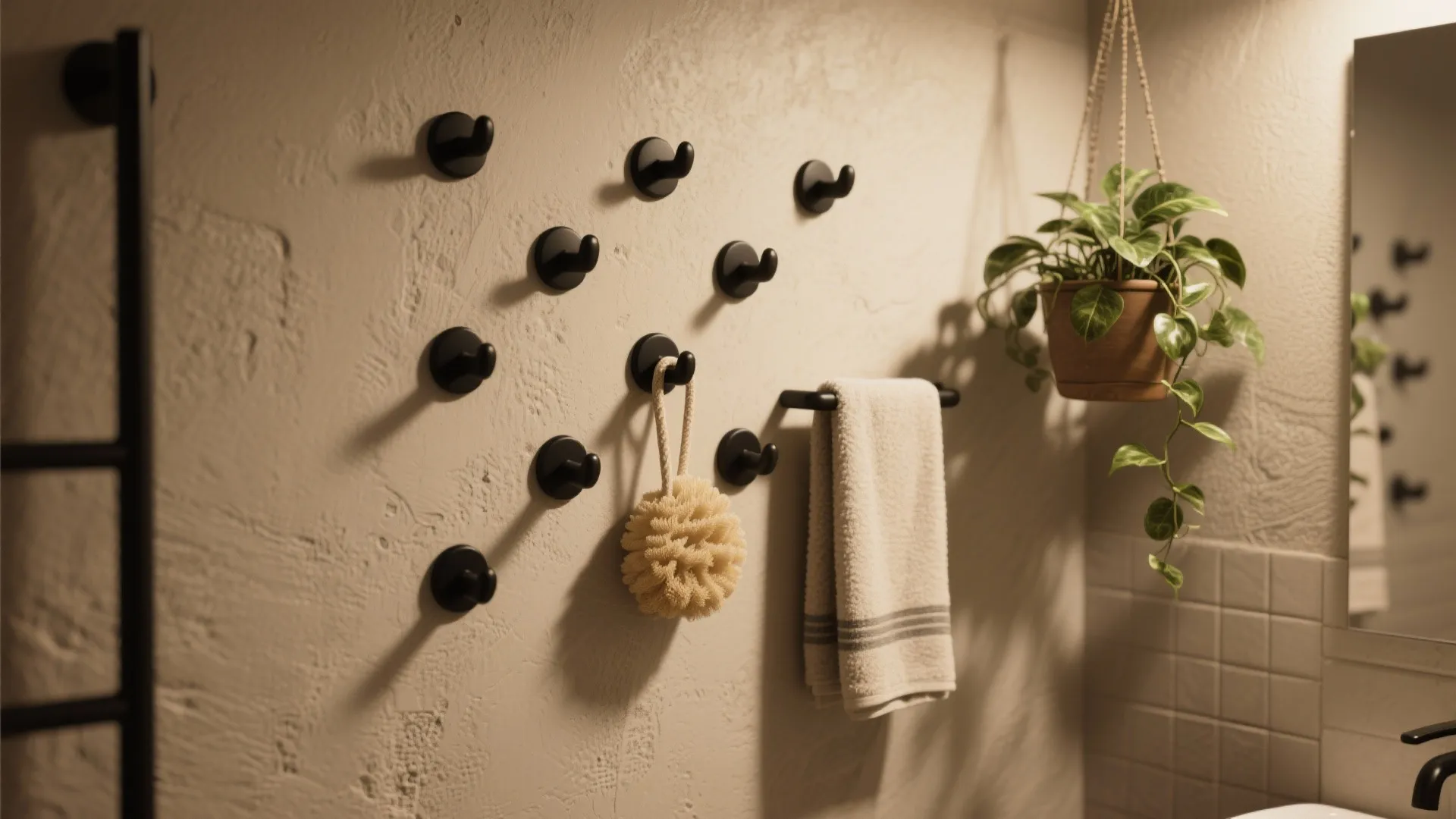 5. Accent cluster of mixed-size black hooks