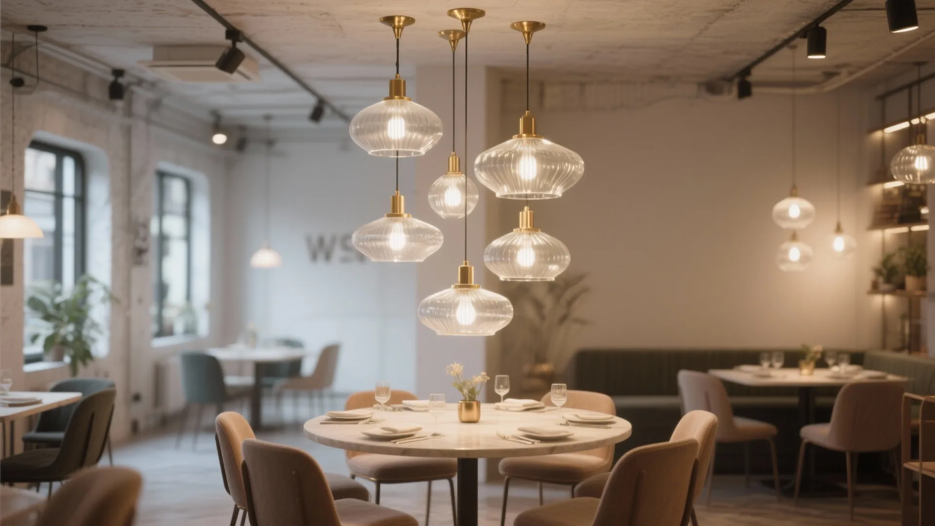 2) Sculptural Cluster Lights for Small Round Tables