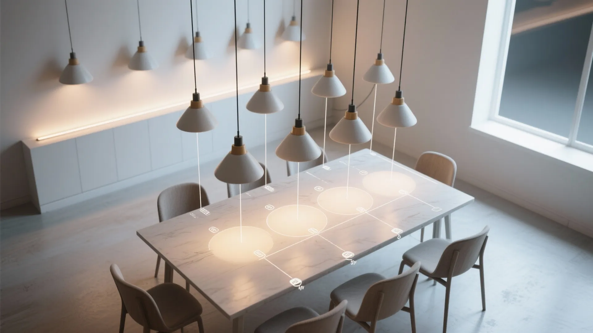 4) Adjustable multi-drop cluster for flexible seating