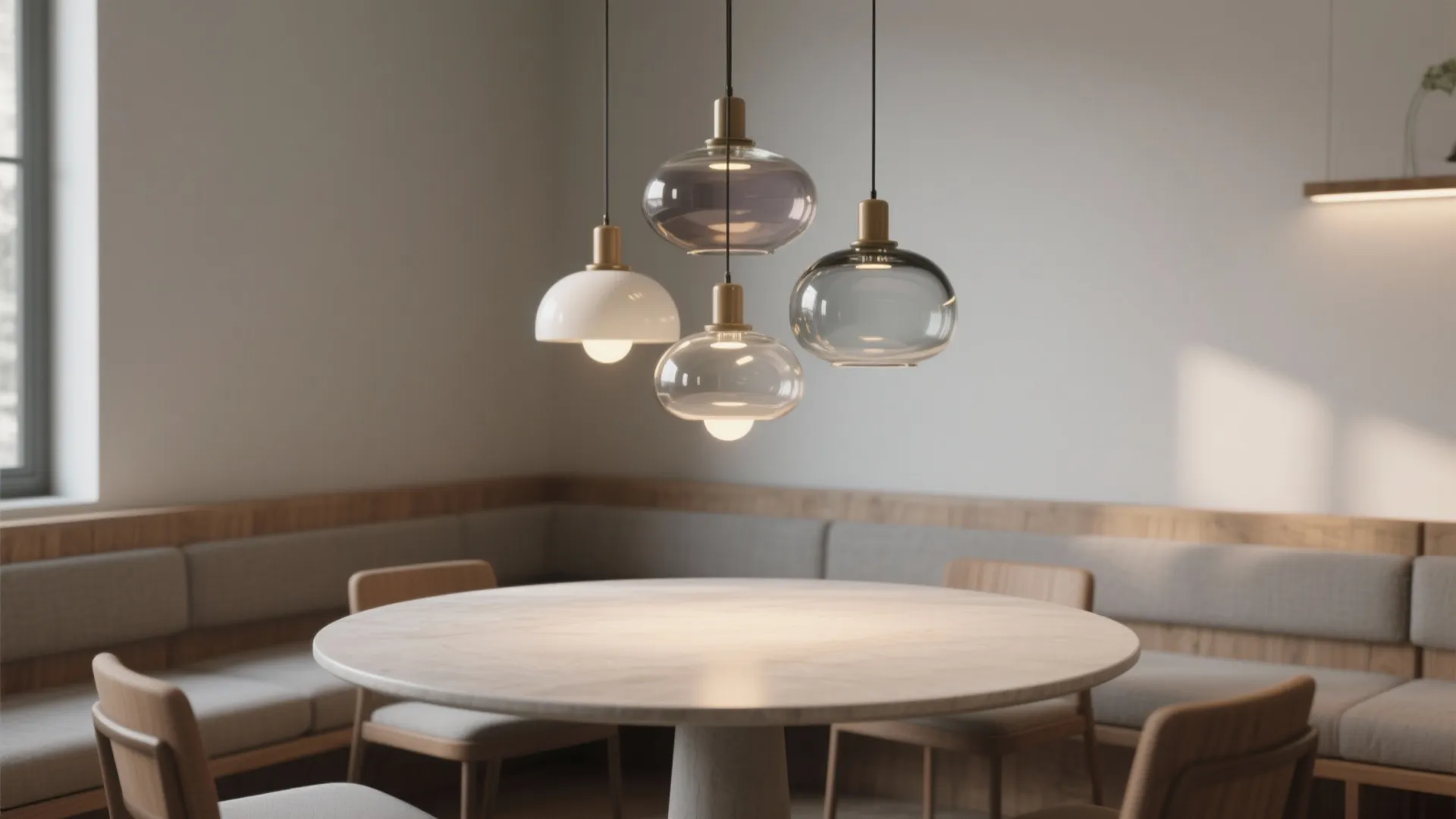 Clustered Small Pendants for Round Tables