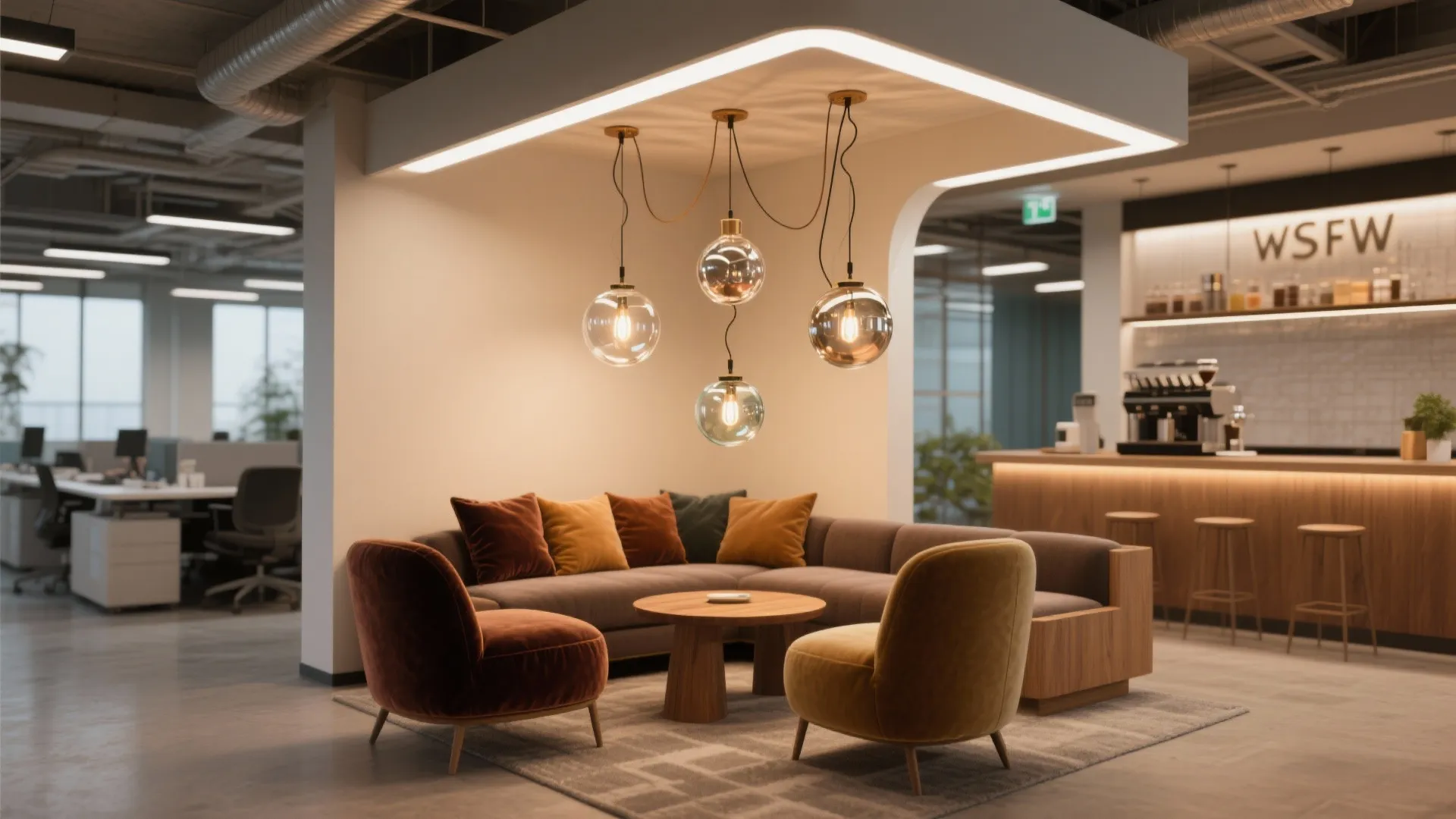 3. Clustered mini chandeliers for breakout corners