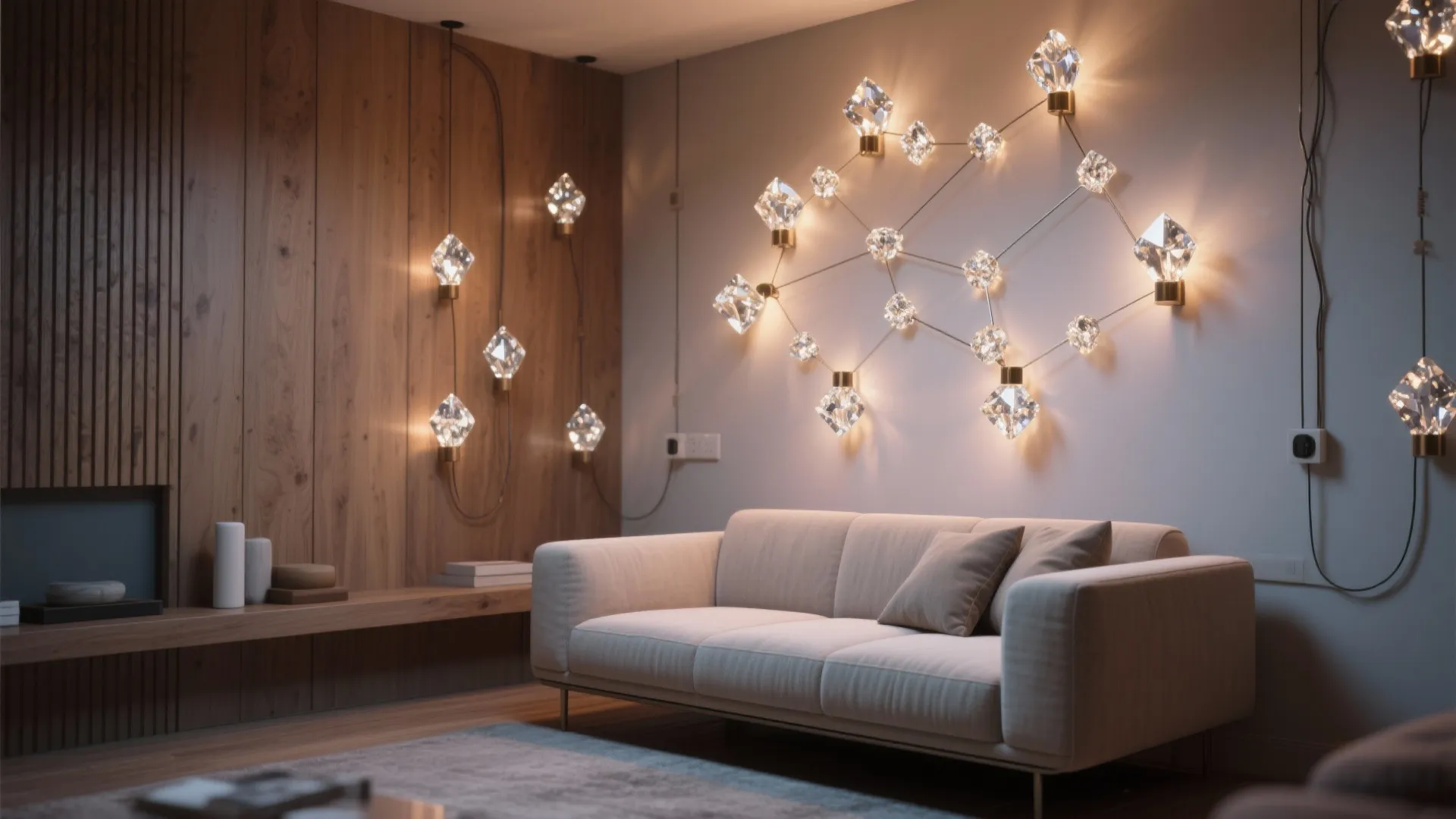 3. Clustered Mini Crystal Lights for Accent Walls