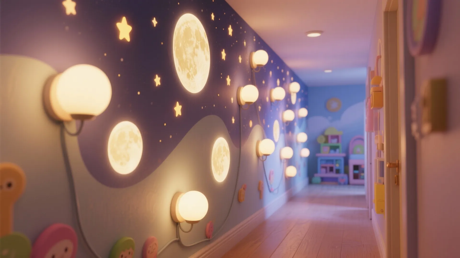 5. Clustered Mini Moon Lamps for a Feature Wall