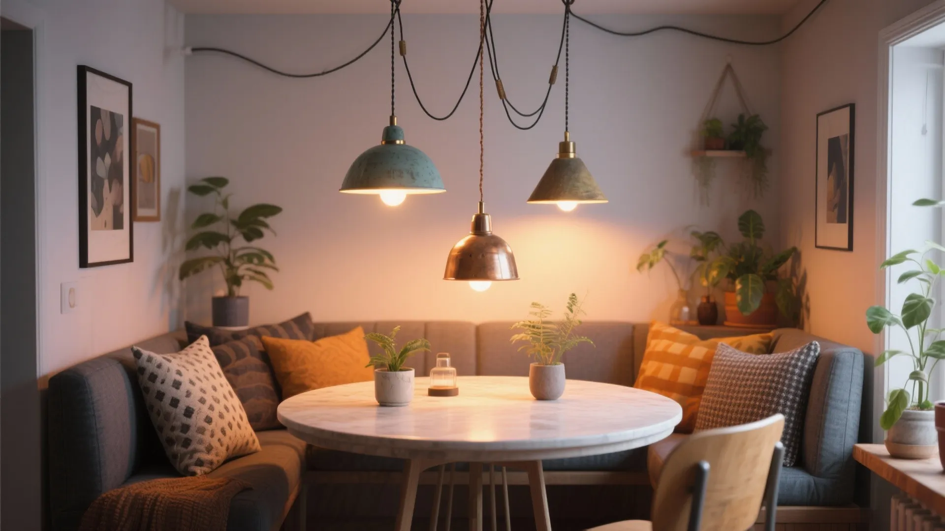 2. Clustered mini pendants for eclectic charm