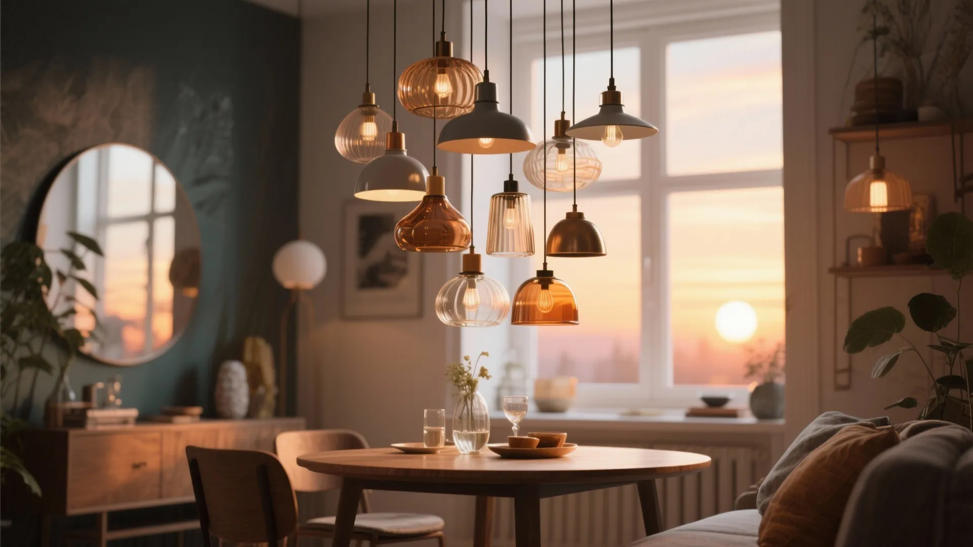 3. Clustered mini pendants