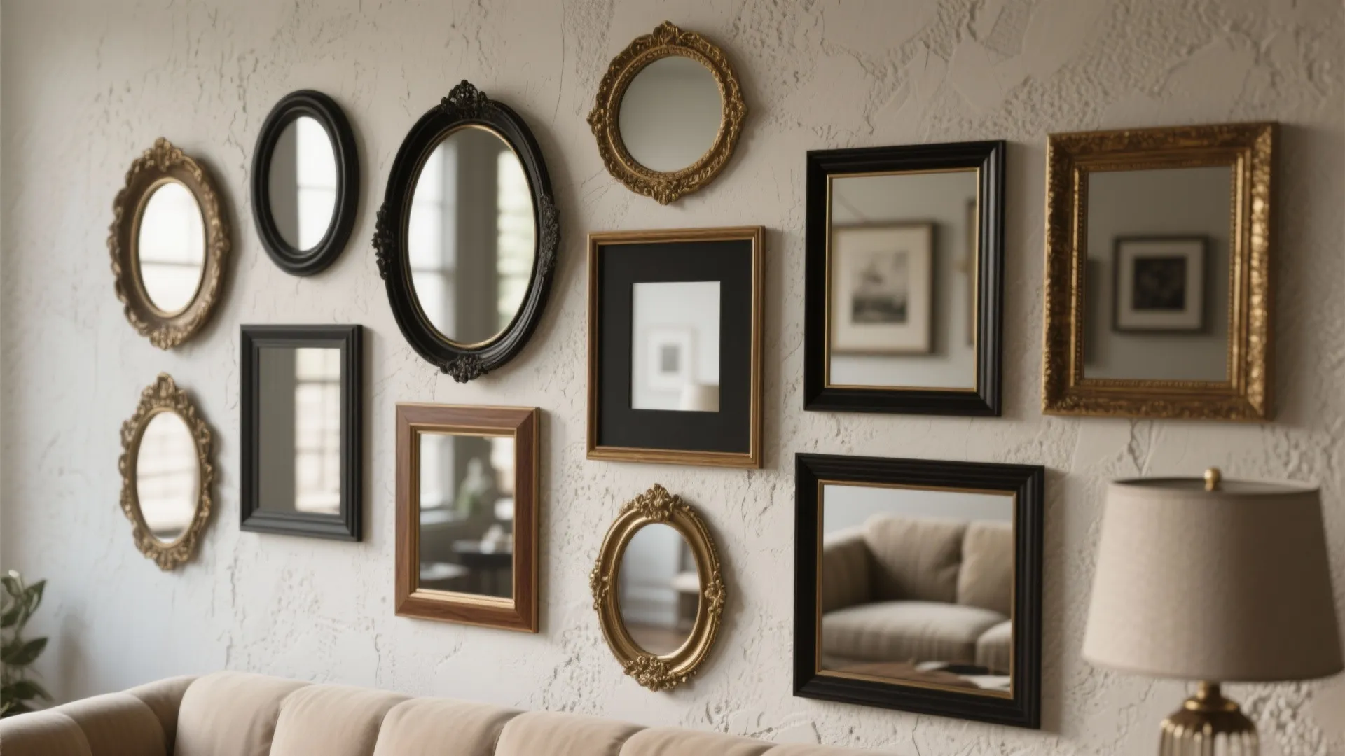 1. Gallery-style clustered mirrors