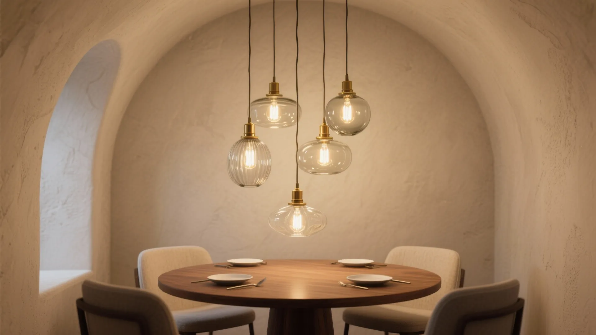 1. Clustered Pendants at Different Heights