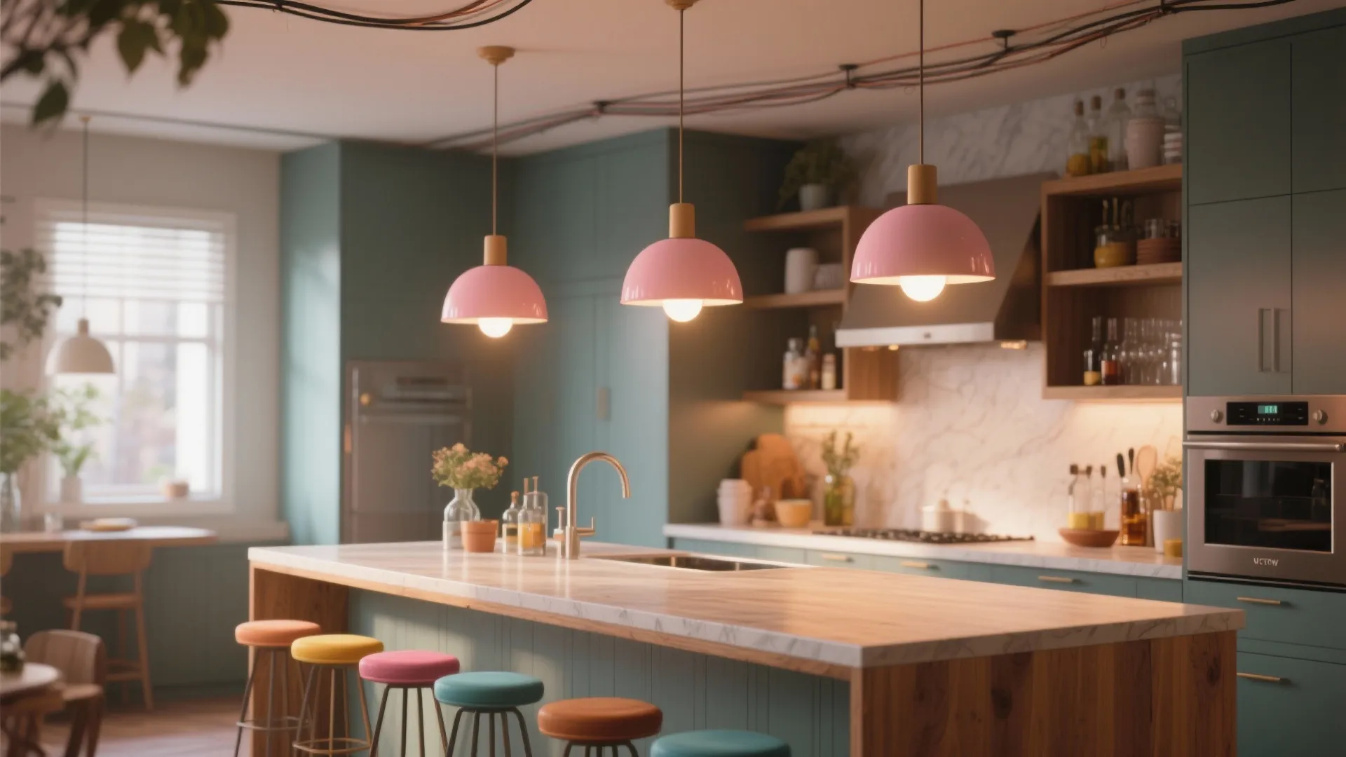 3. Clustered rosy mini pendants for flexible lighting