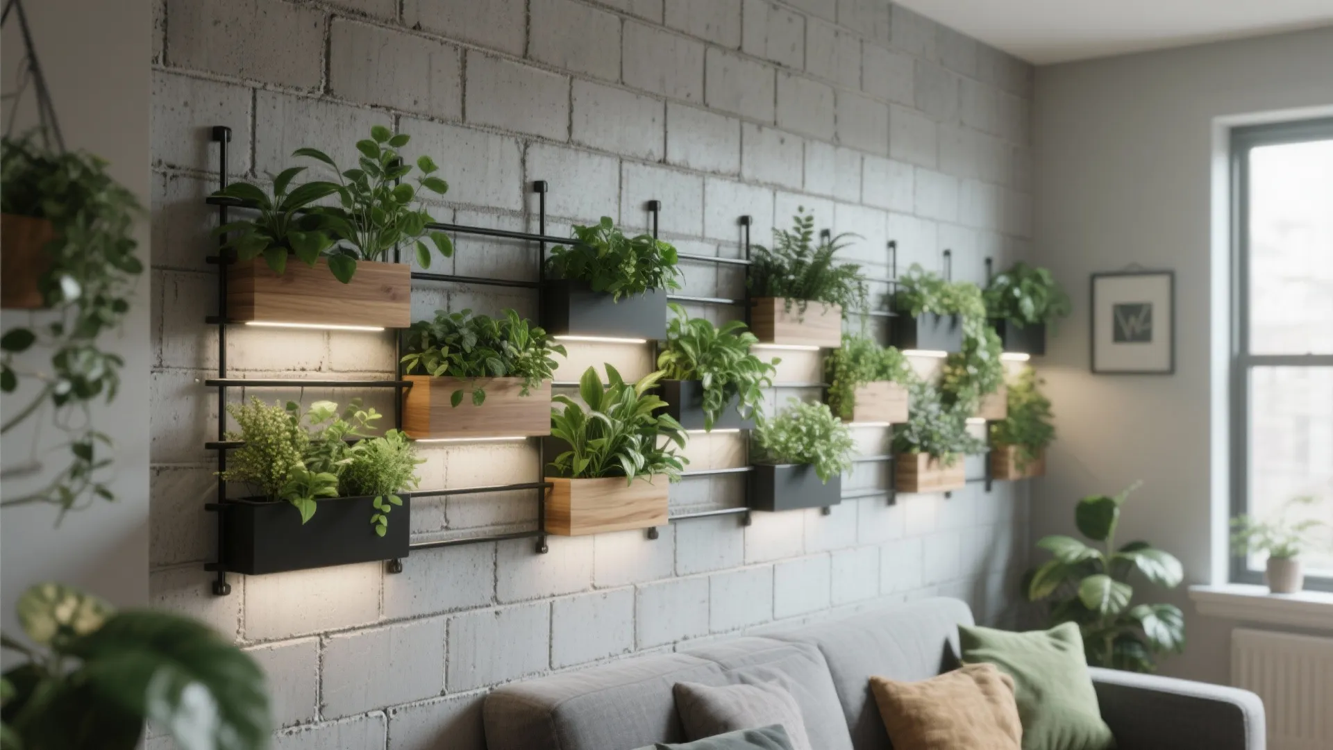 Exposed CMU with a Micro Green Wall