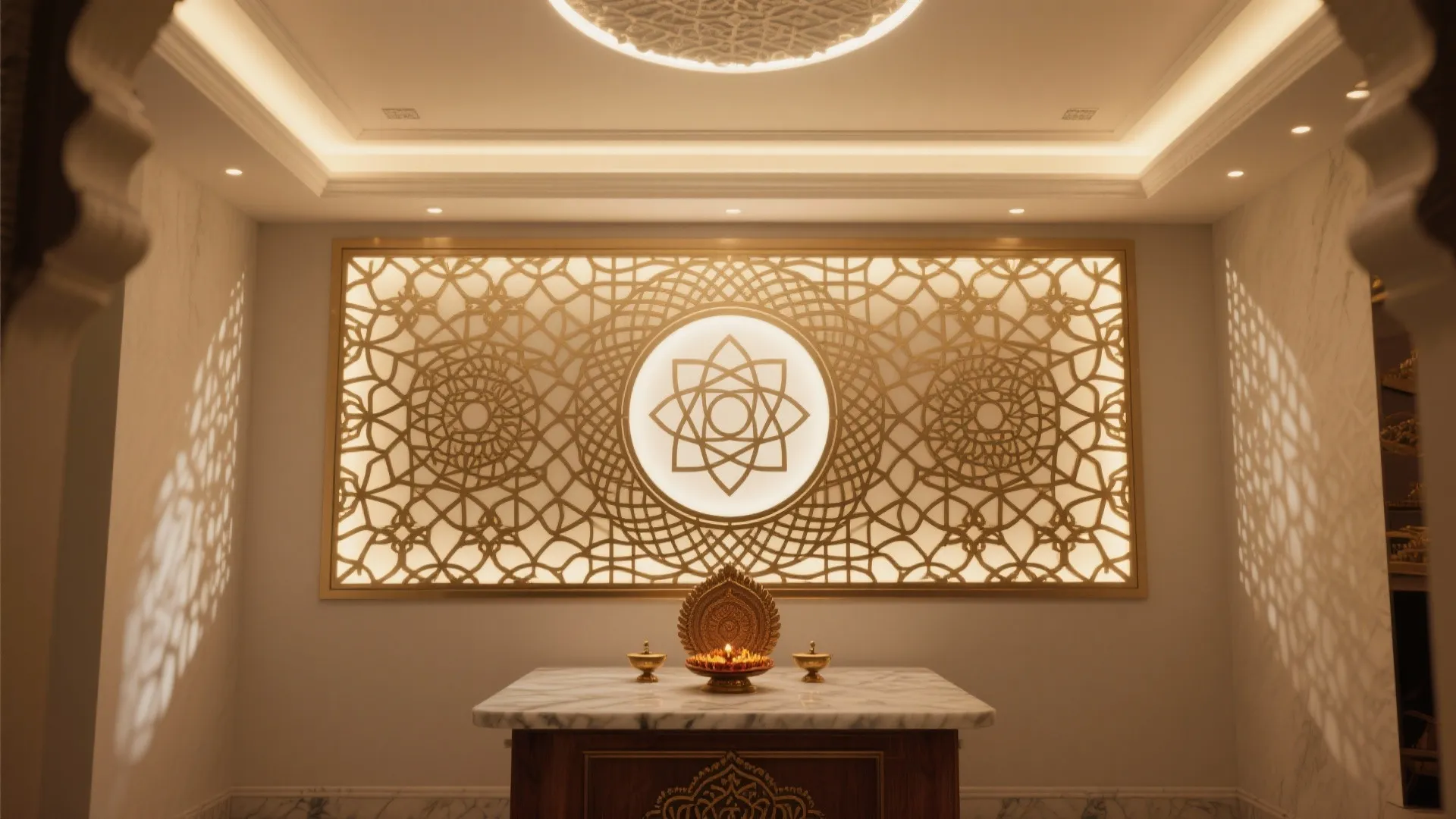 Backlit CNC Jaali with Sacred Geometry