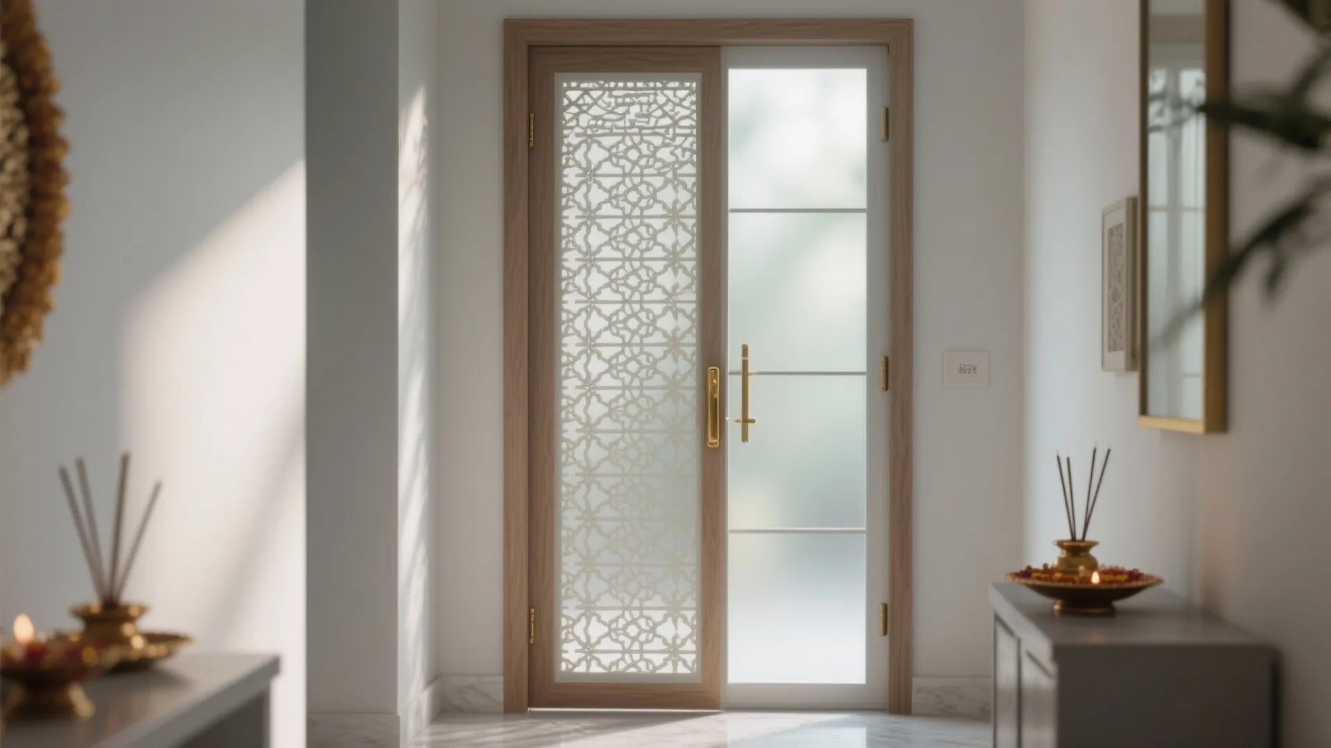 CNC Jaali + Frosted Glass Door (₹15,000–₹60,000)