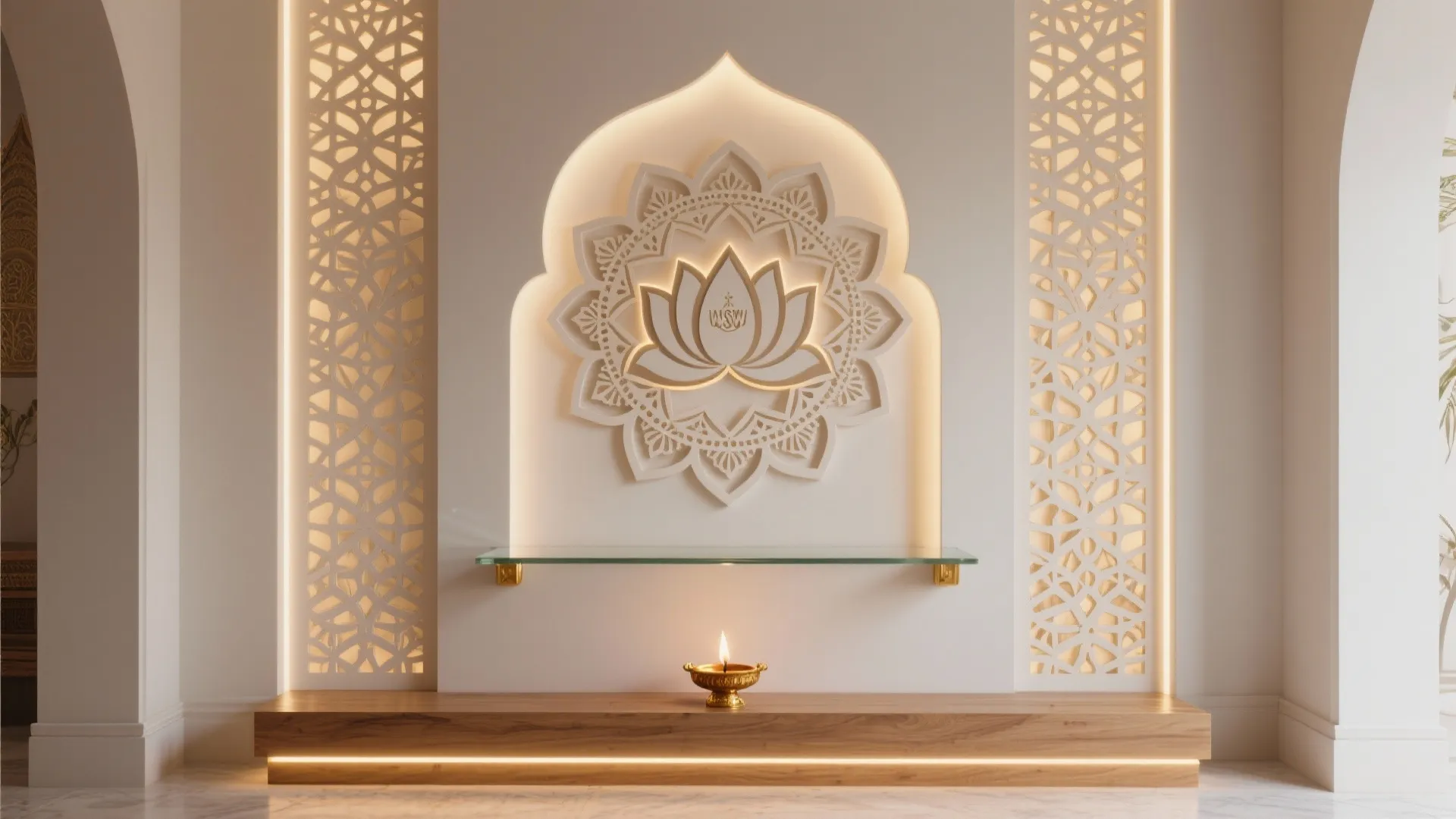 CNC Jali Panels with Warm Backlight