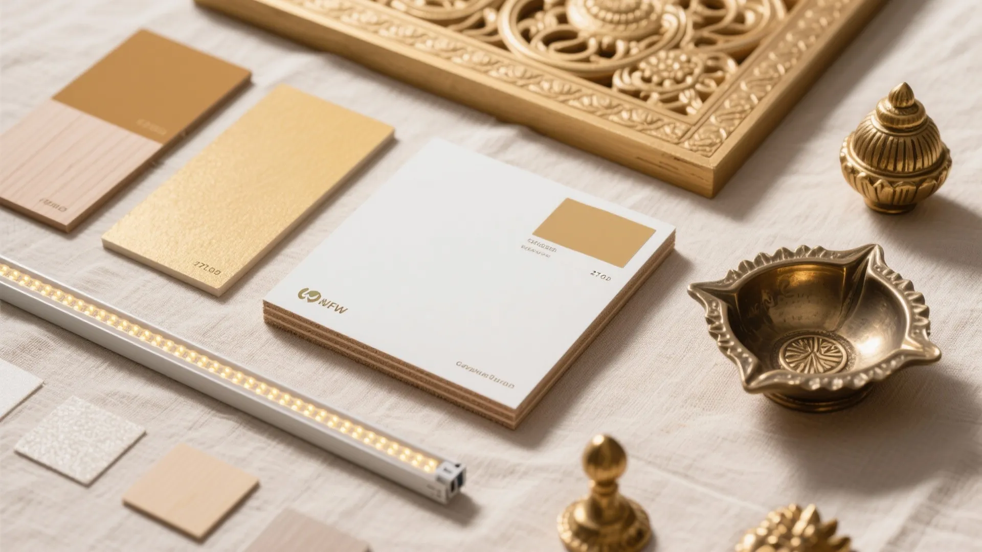 Carved MDF or CNC panels with temple motifs