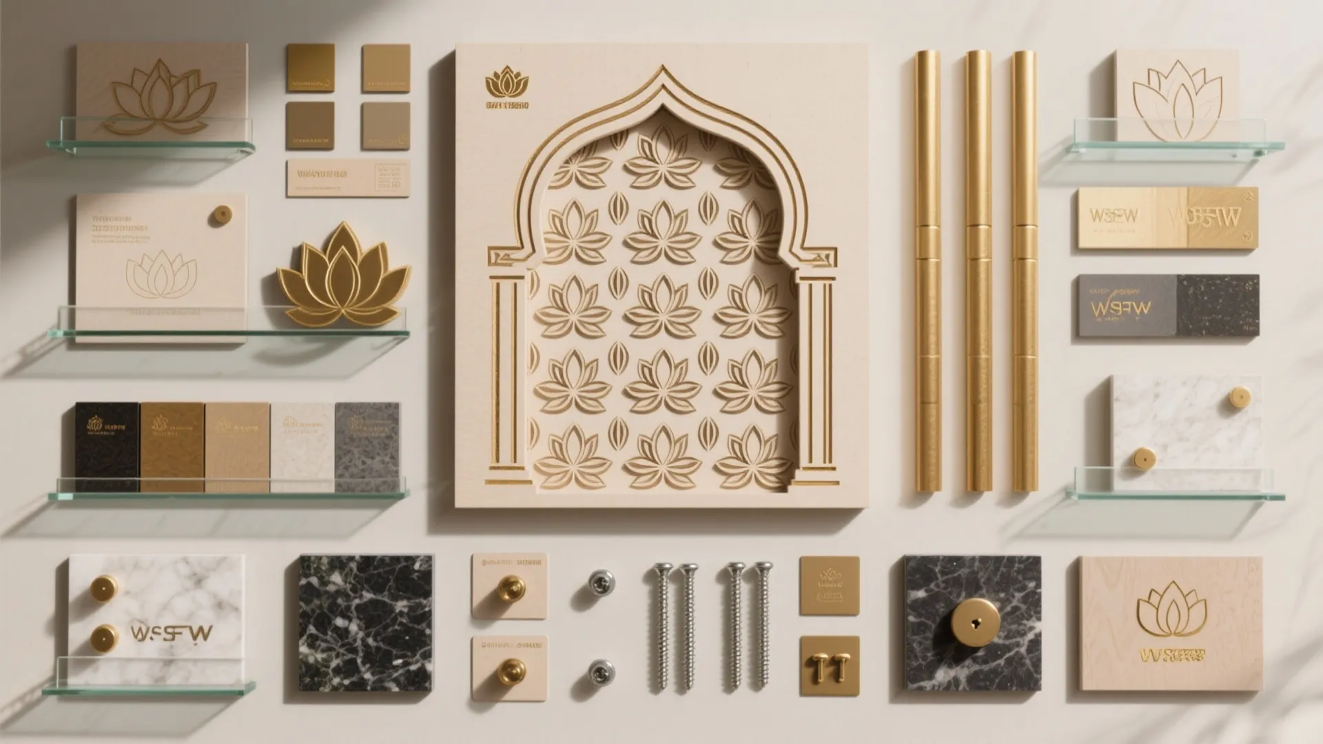 CNC-Carved MDF with Brass Inlay for a Contemporary Mandir