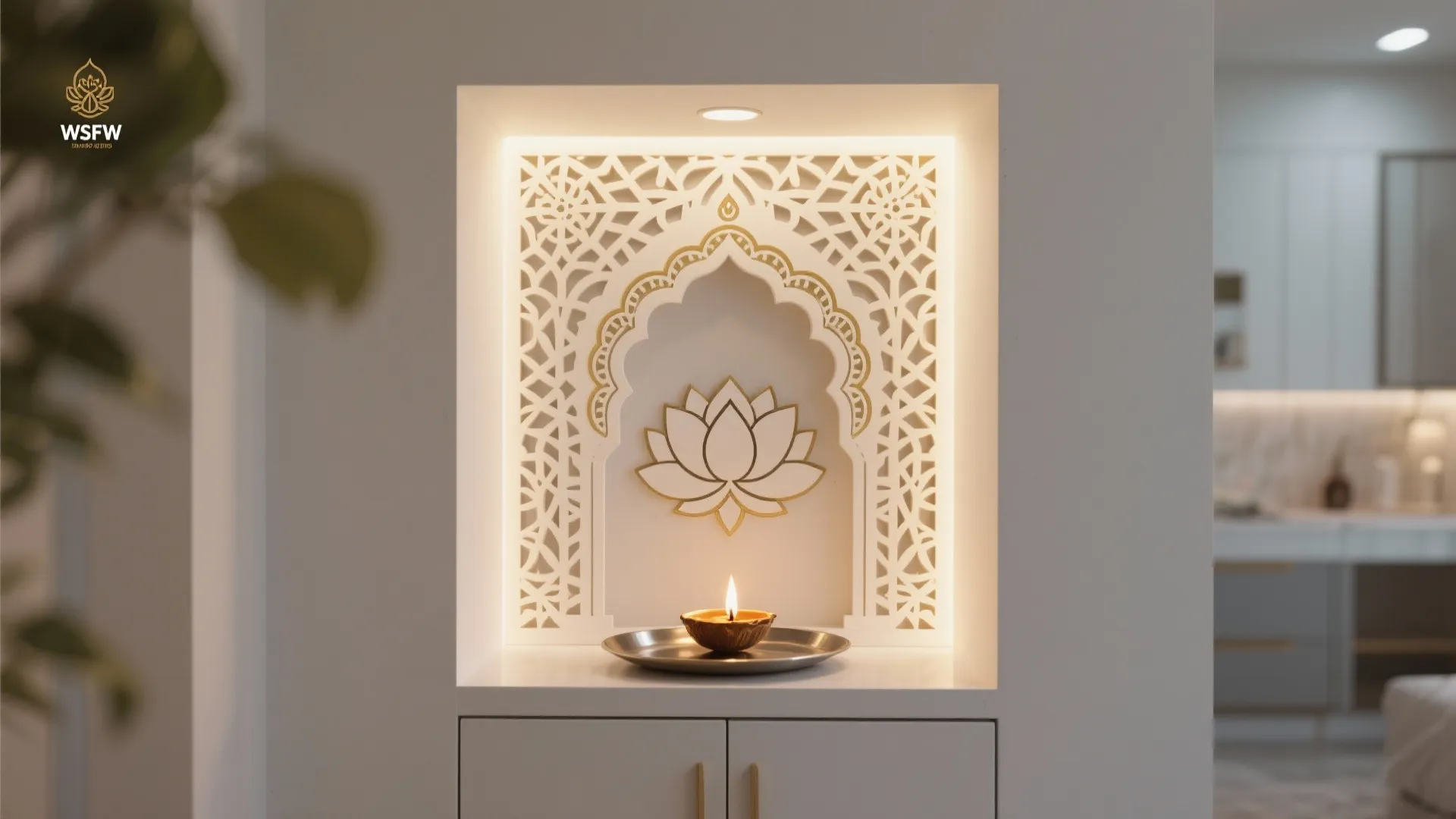Carved MDF or CNC panels with temple motifs