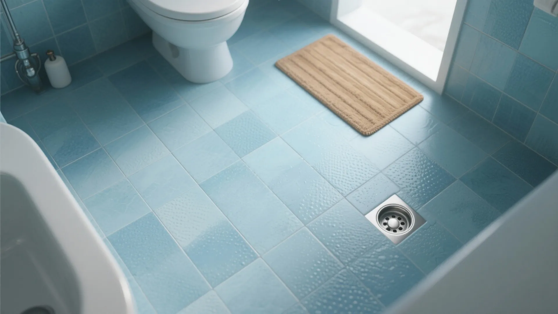 Coastal blues on slip-resistant porcelain floors