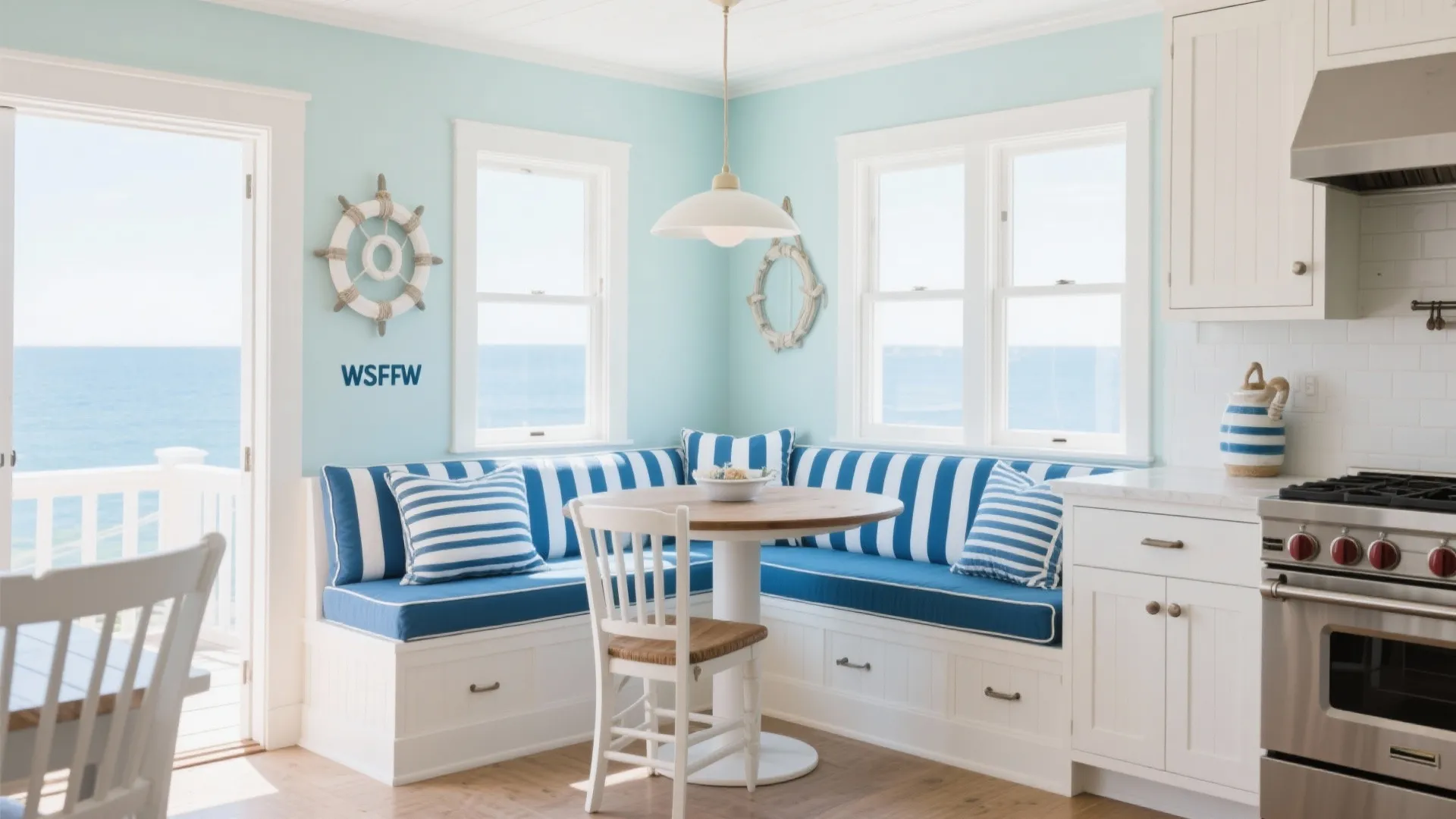 10. Built-in Banquette with Striped Cushions