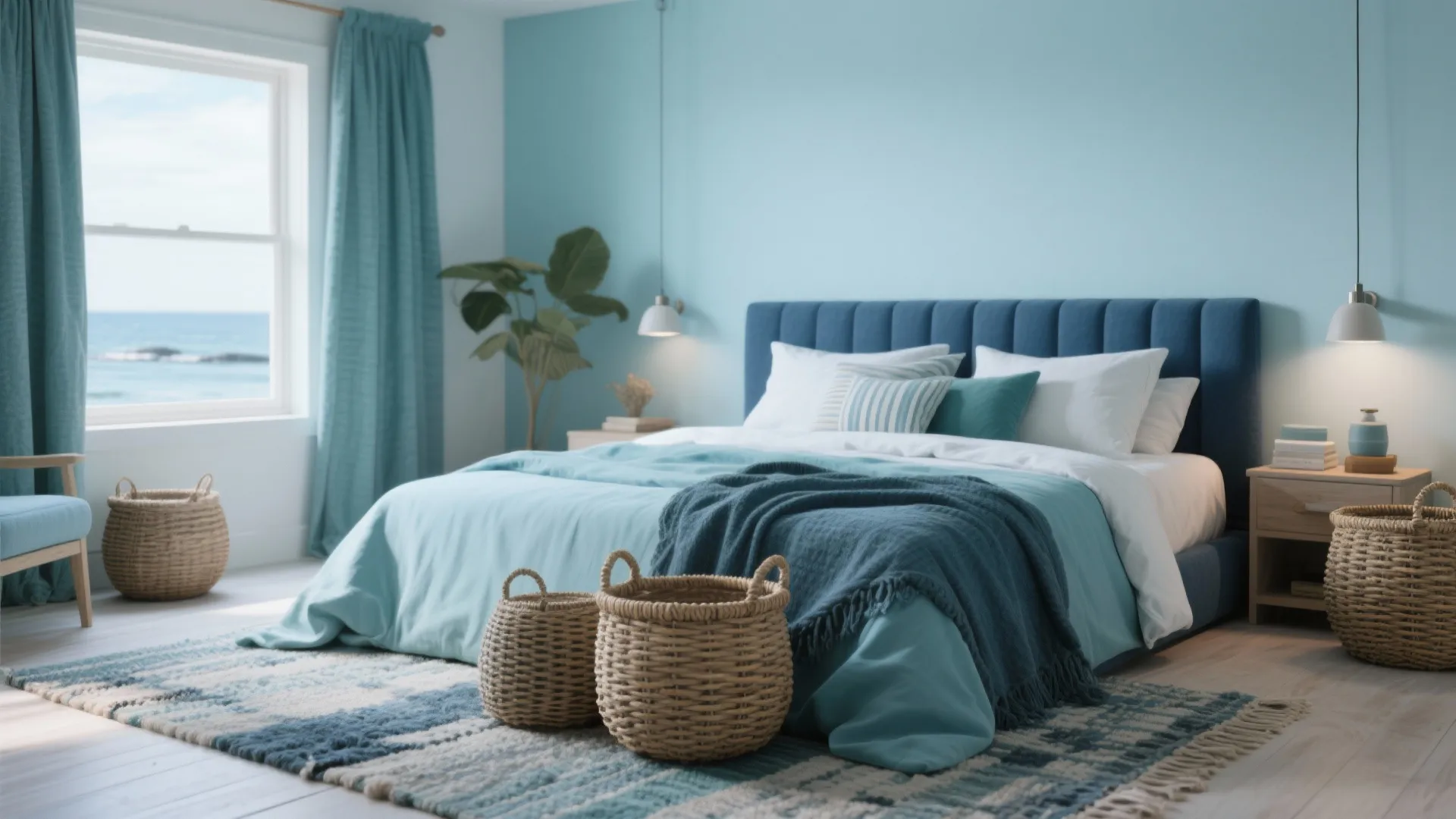 4. Coastal blue palette with textured accents