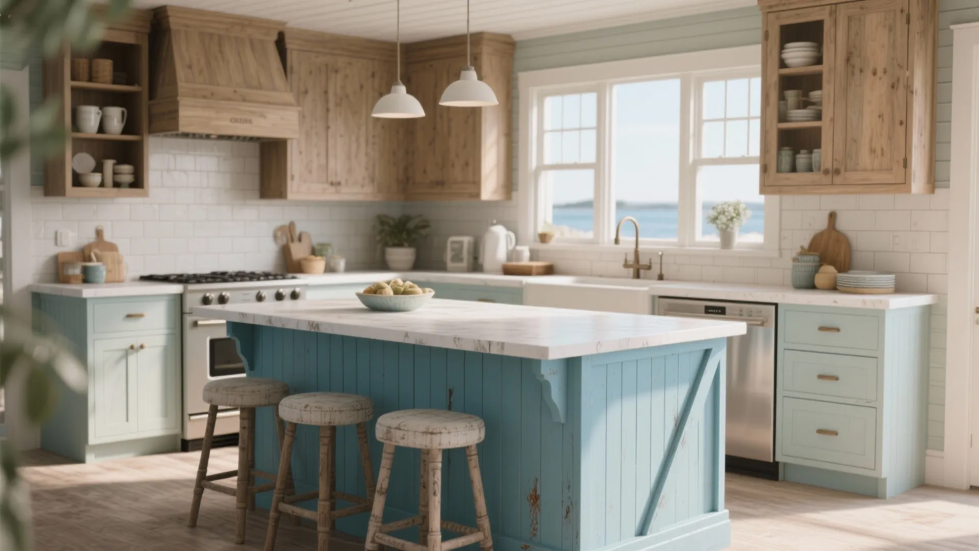 5. Coastal cottage blue with beadboard detail