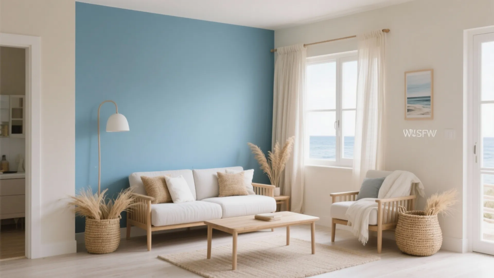 Coastal Blue with Sandy Beige