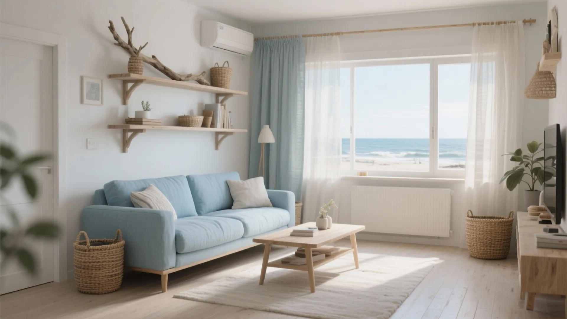 1. Coastal Vibes with Light Blue Linen