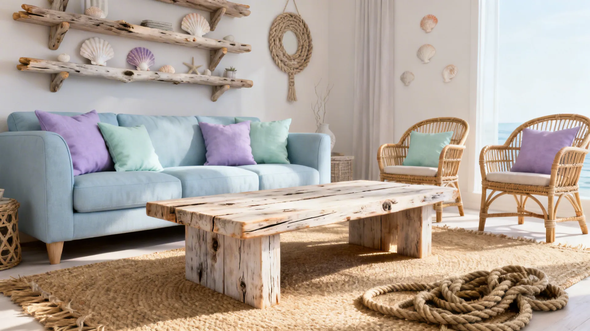 1. Coastal Calm with Natural Textures