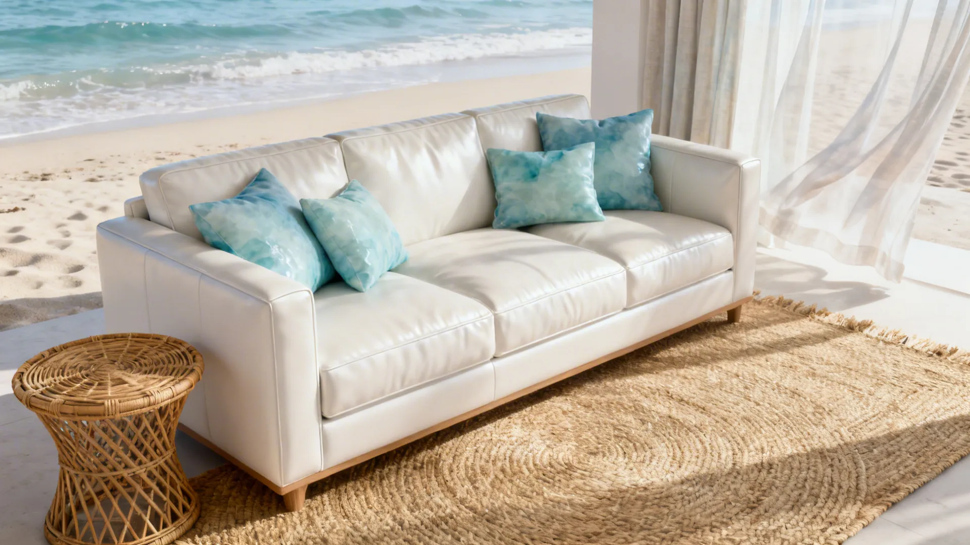 3. Coastal calm with blues and natural fibers