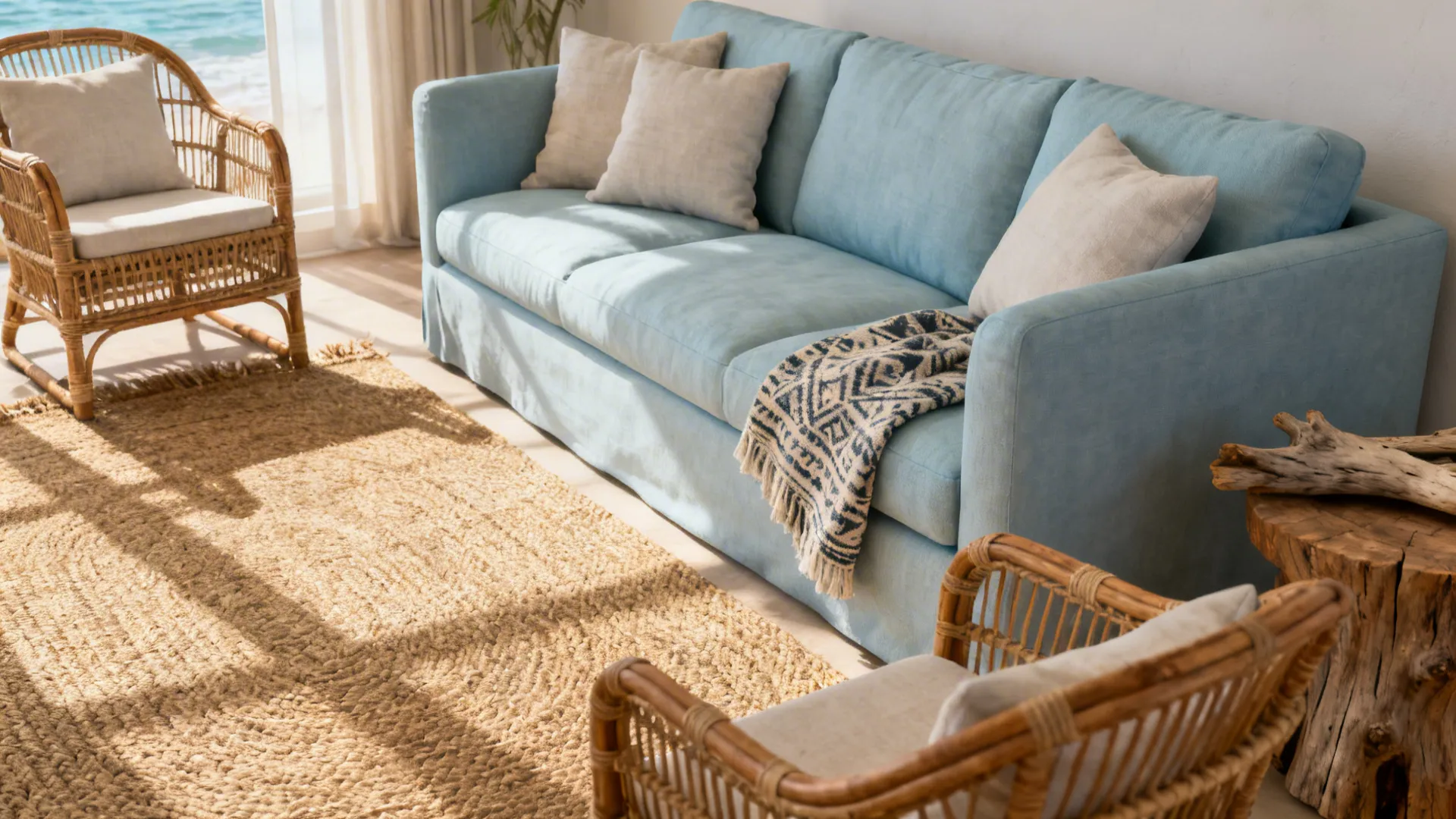 1. Coastal Calm with Natural Textures