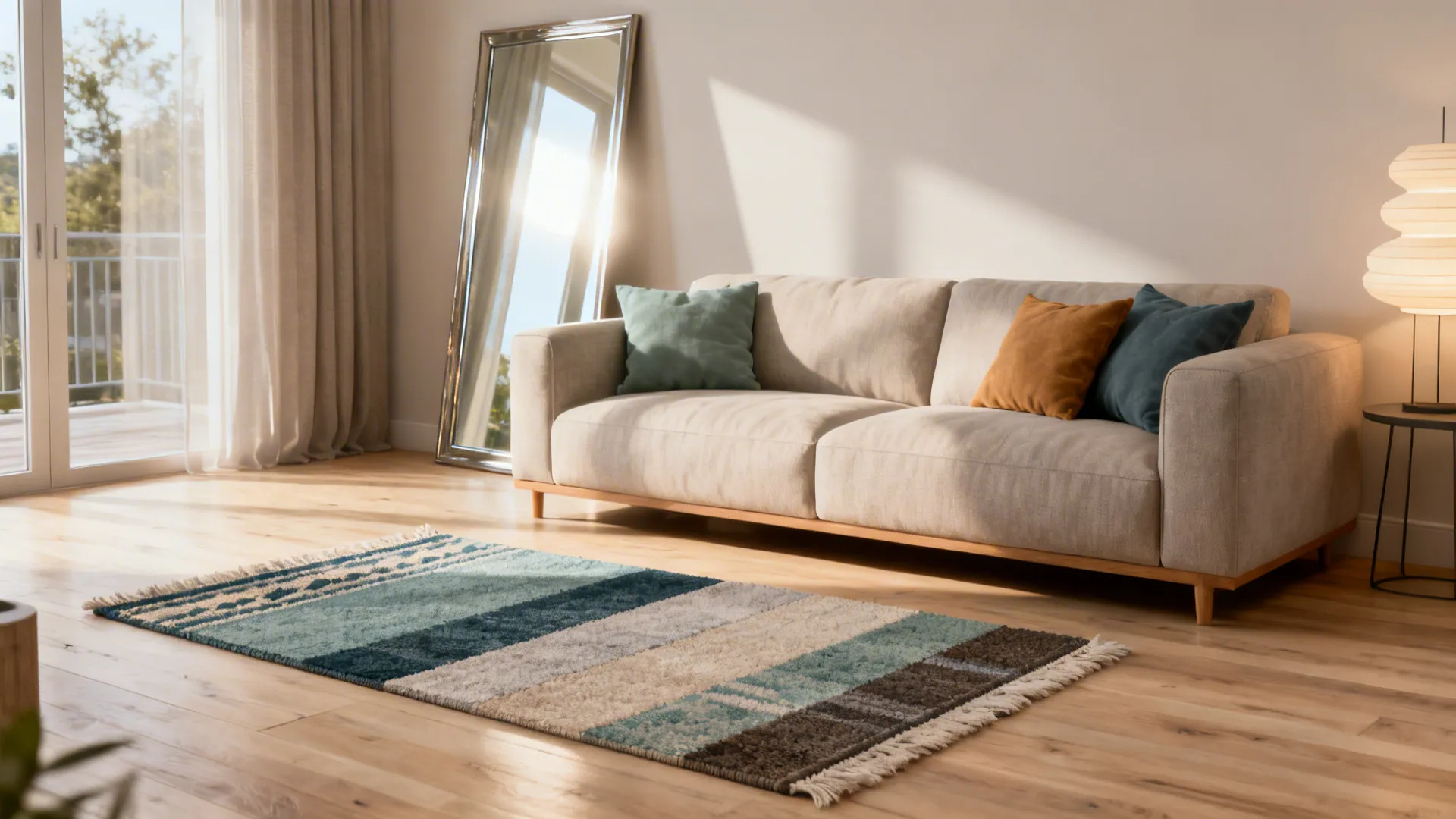 Collage-style small living room visuals addressing coastal styling FAQs like washable fabrics and light floors