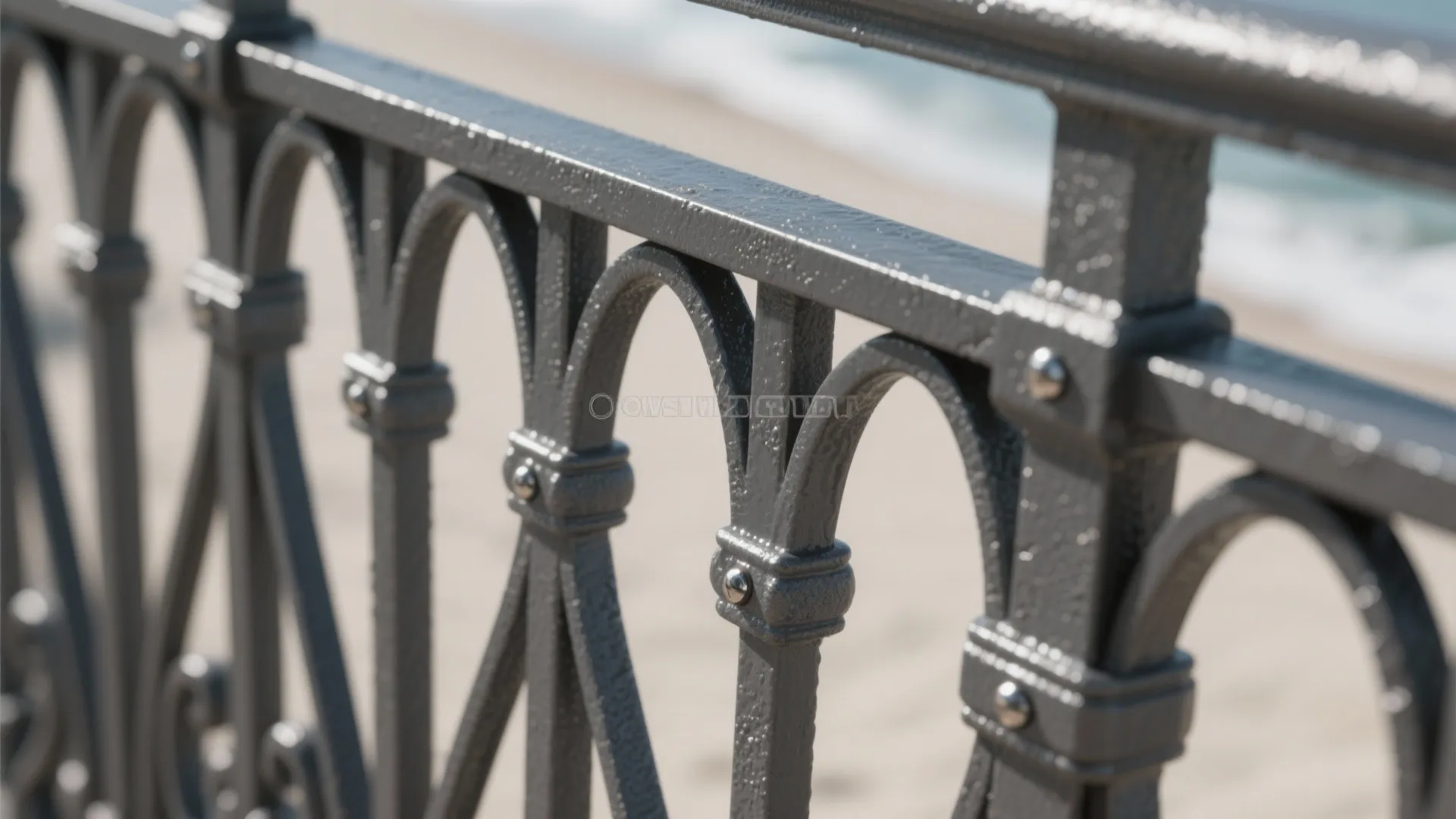Macro view of duplex finish showing galvanized layer under charcoal powder coat with stainless fastener.