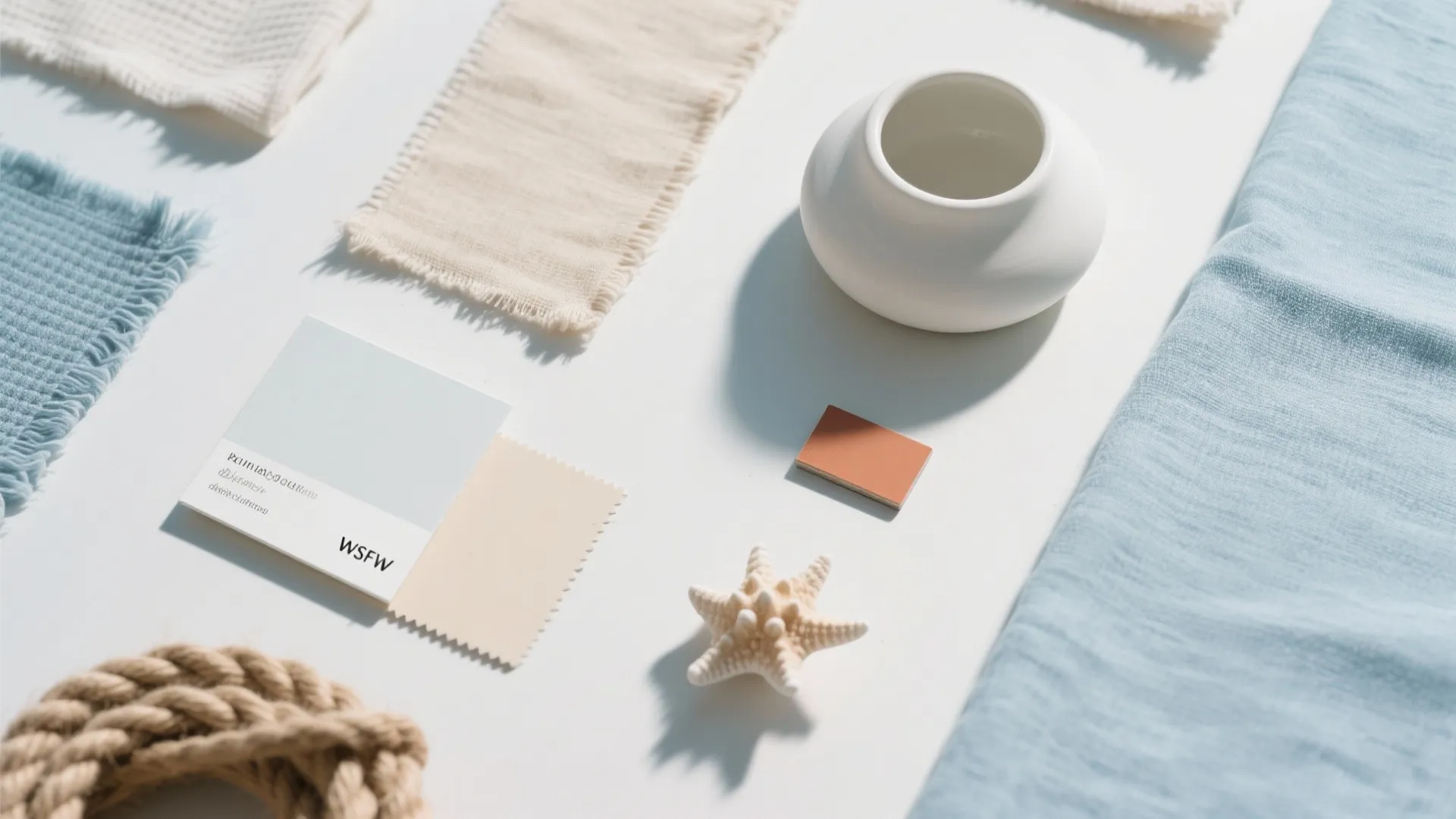 Coastal Calm: Blues, Sand, and Off-White