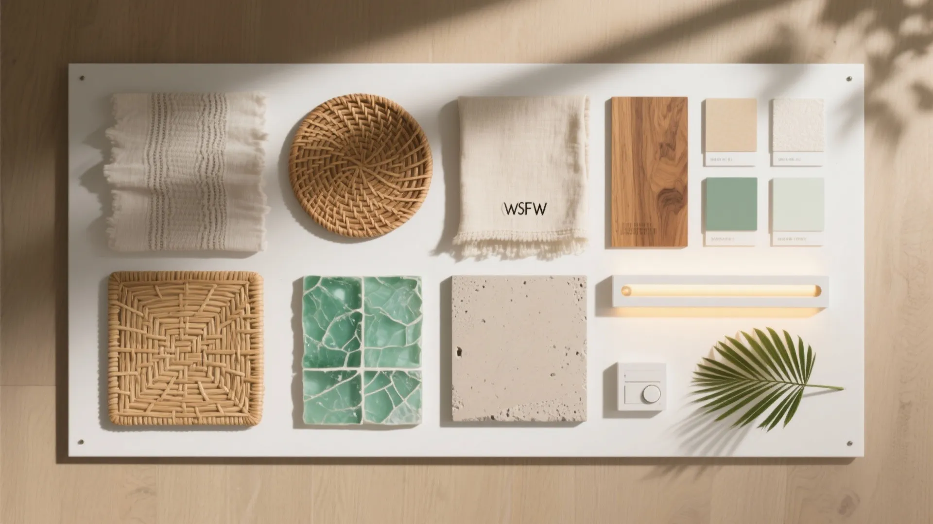 Coastal palette, textures, and mood lighting