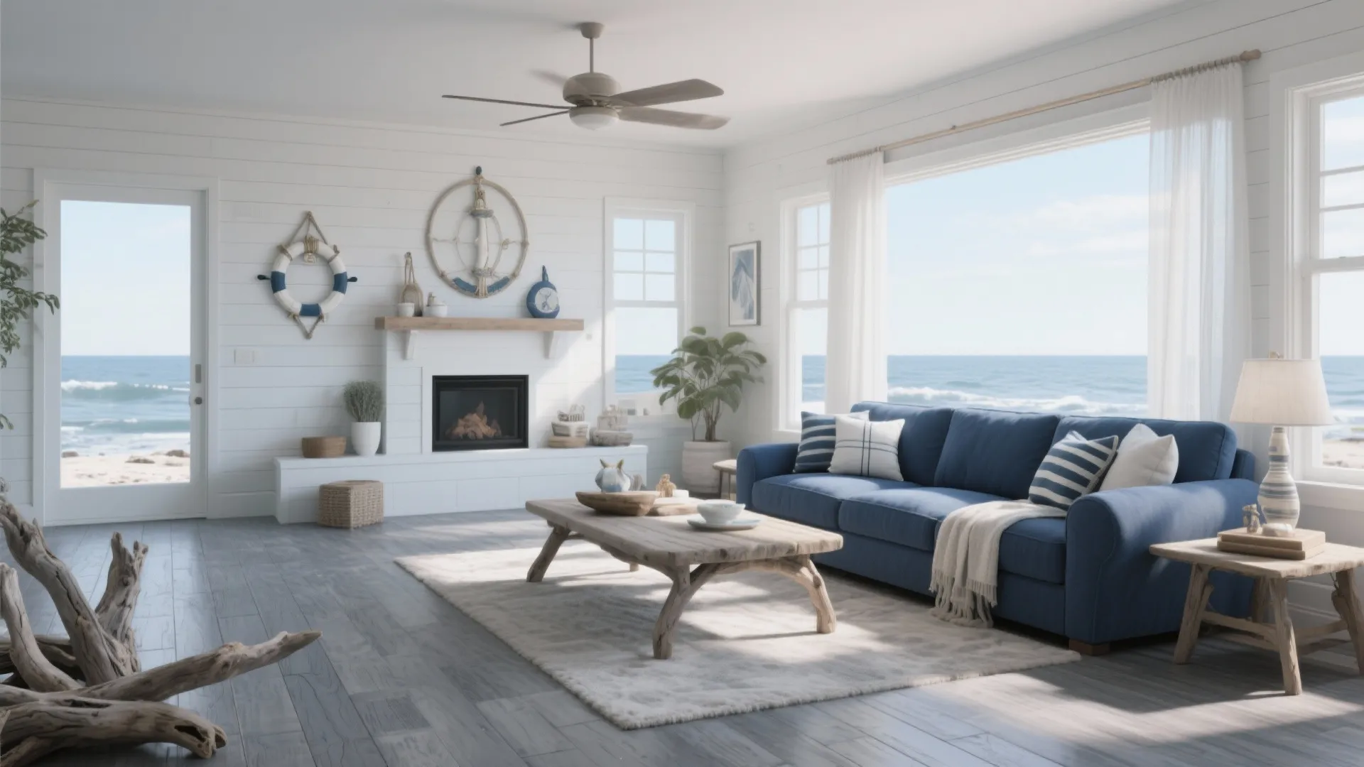 3. Coastal Vibes with White and Blue Accents