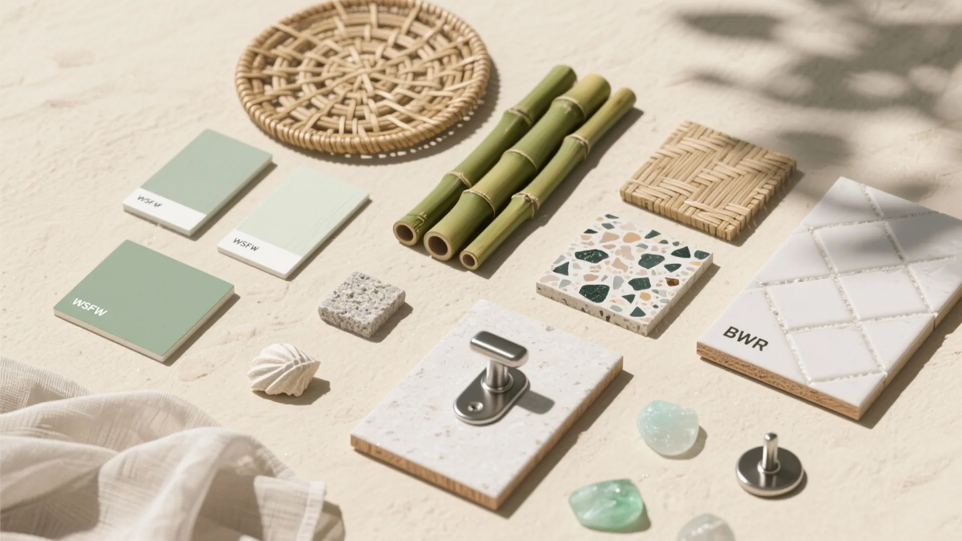 Coastal Minimal Palette + Moisture-Smart Materials