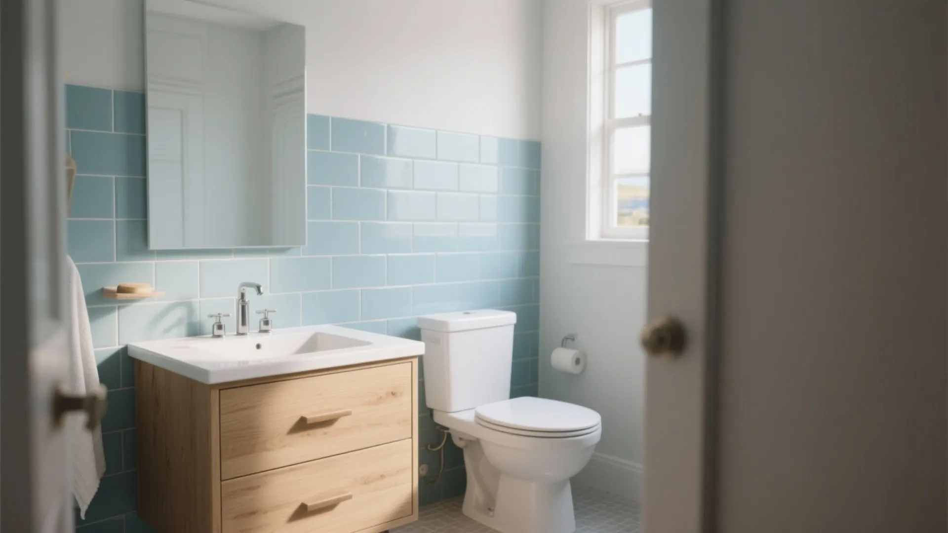 1. Coastal Minimalism with Matte Subway Tiles