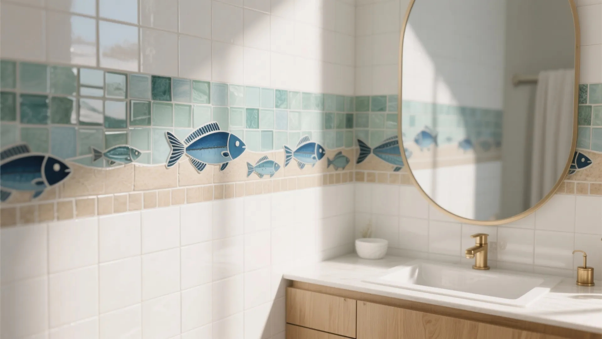 Coastal Fish Mosaic Accent