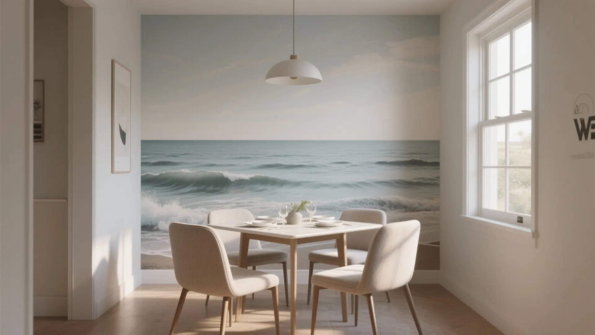 3. Mural or Scenic Wallpaper to Expand the Room