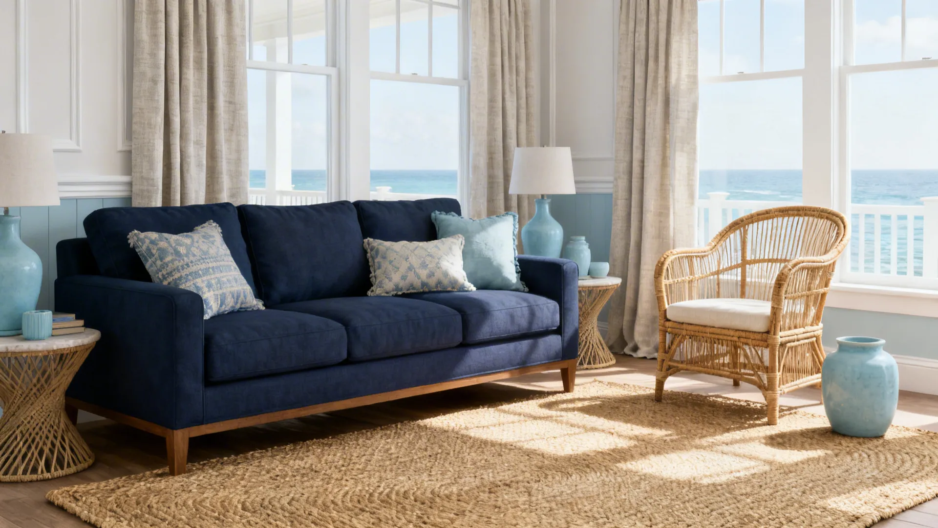 1. Coastal Calm with Natural Textures