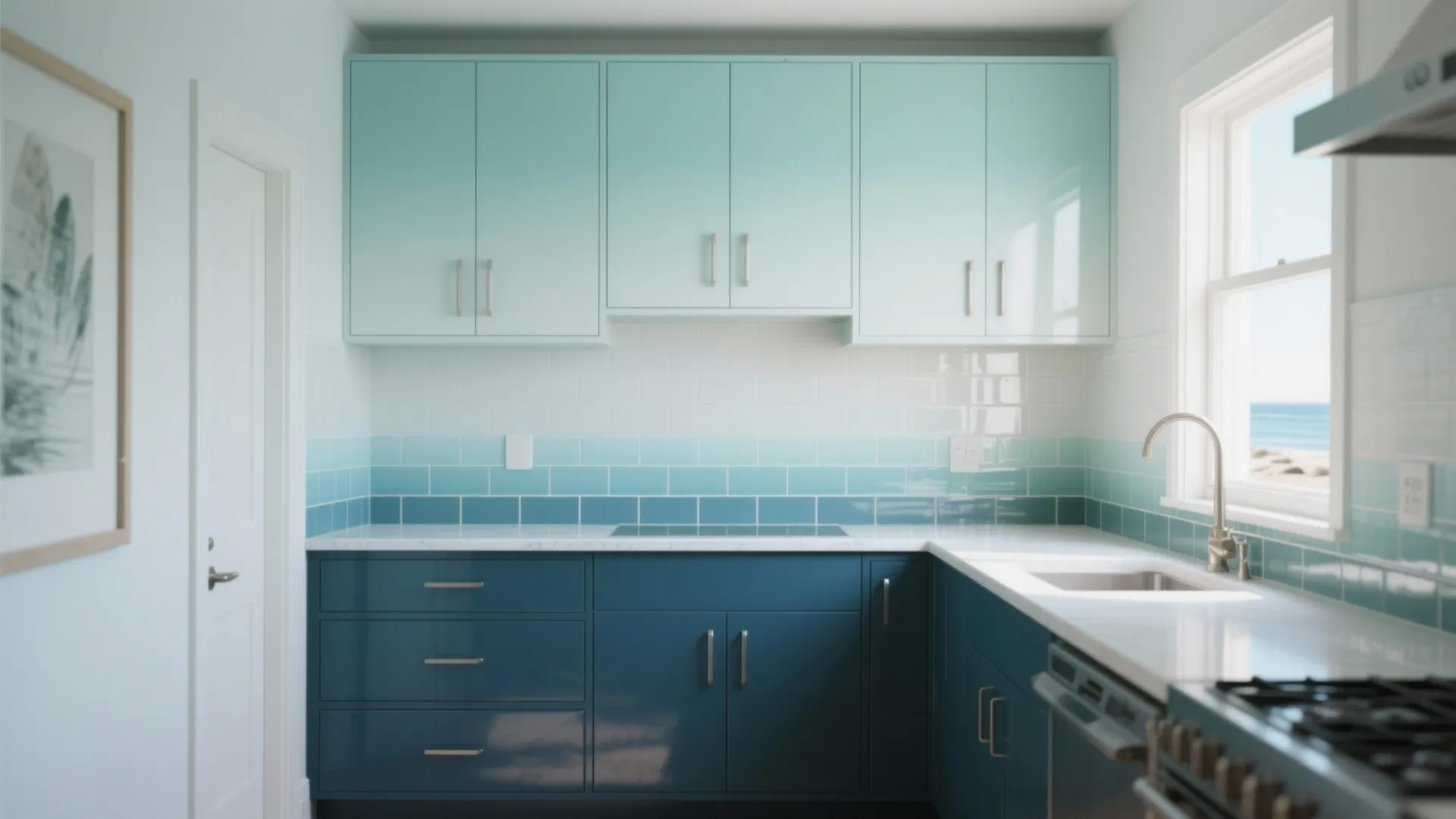 3. Two-Tone Coastal Ombre for Kitchens
