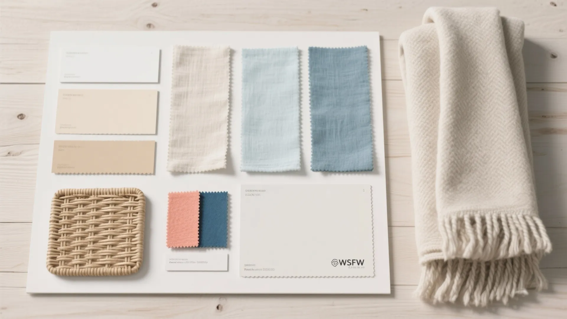 Soft coastal palette with layered neutrals
