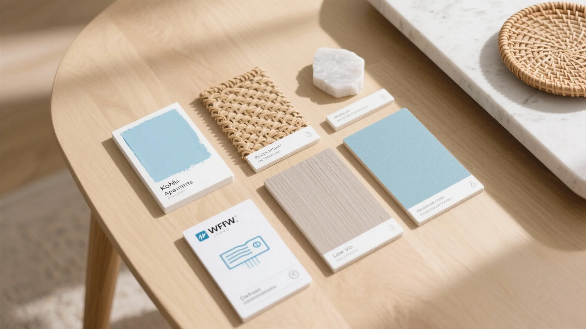 Coastal light palette with moisture-smart finishes