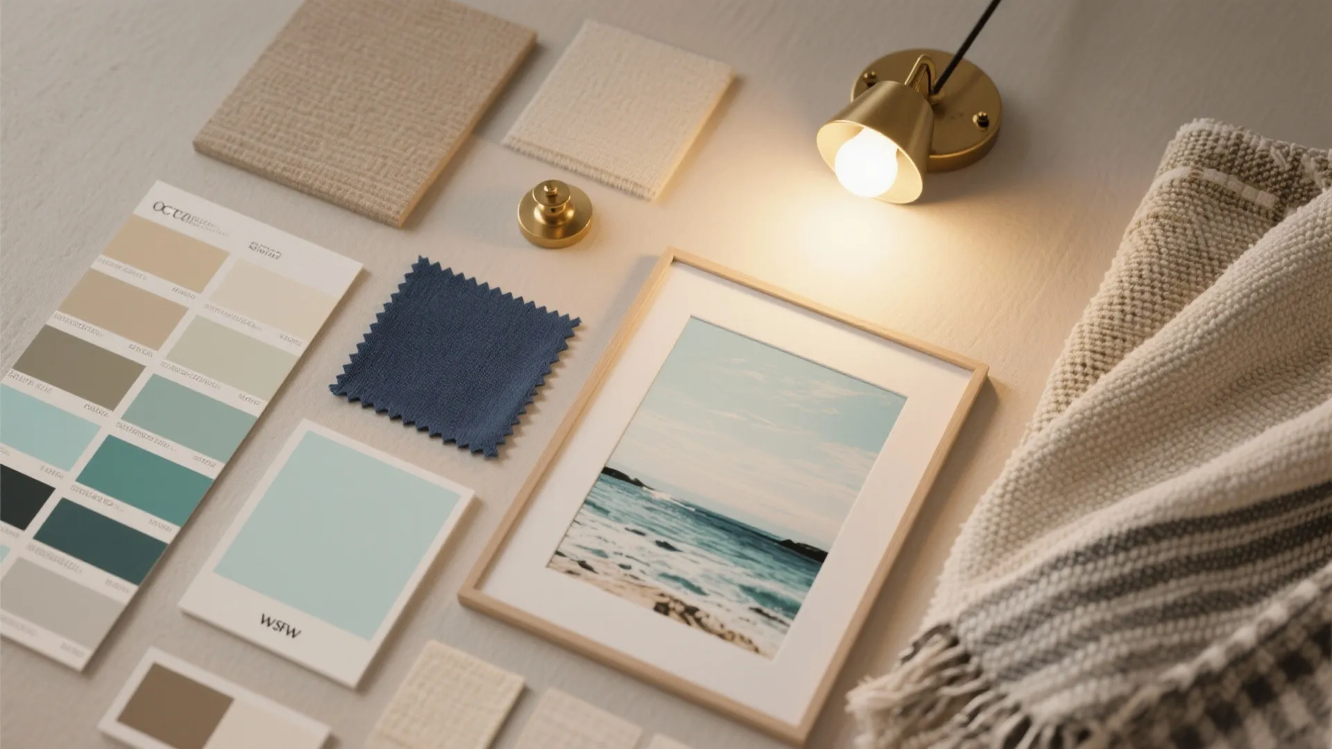 5. Coastal palette with layered lighting