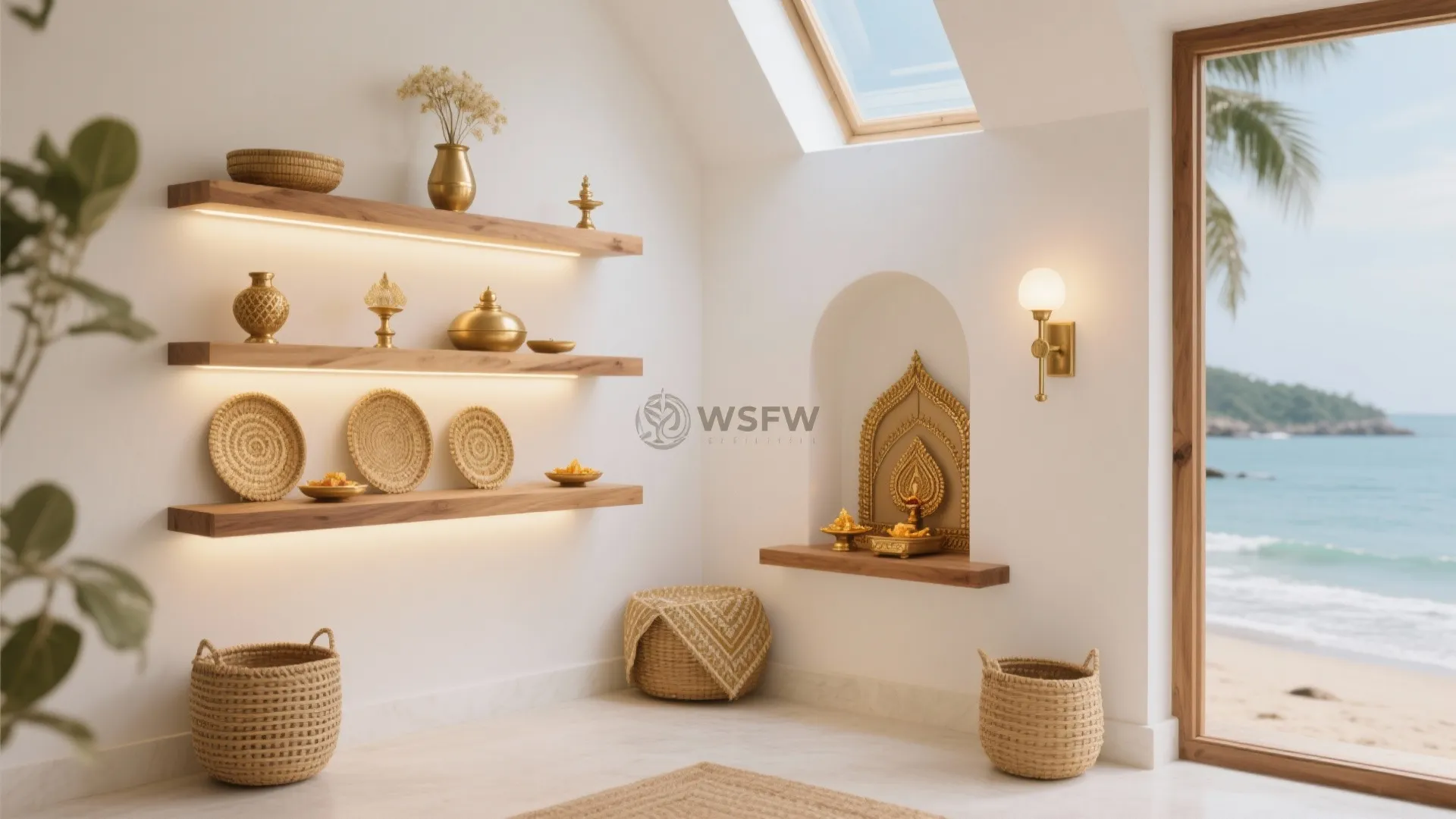 Coastal Calm: White, Sandalwood, and Nilavilakku