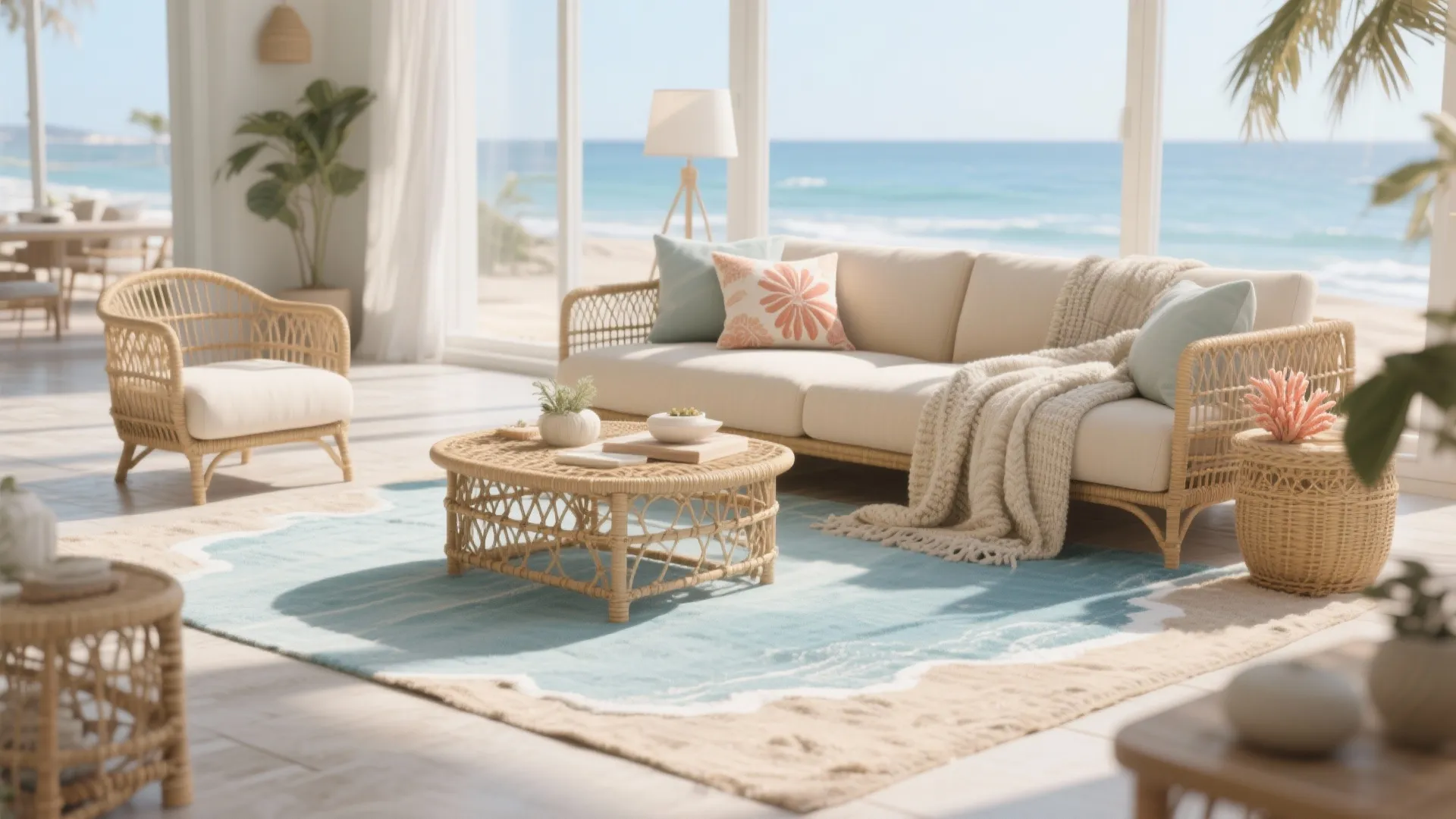 2. Coastal chic: mix with sandy neutrals