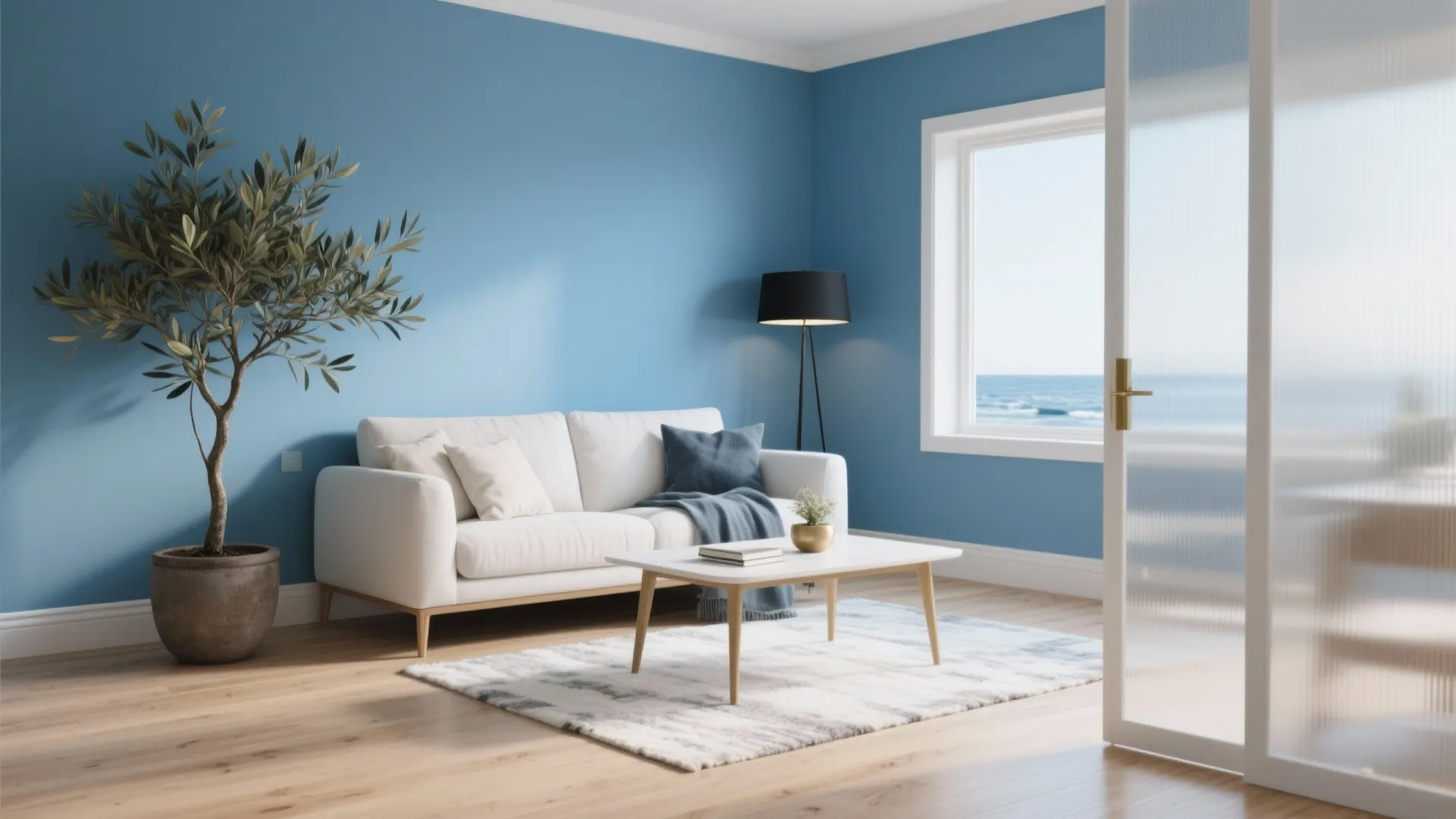 Coastal-Scandi Blend: Sky Blue + White Oak