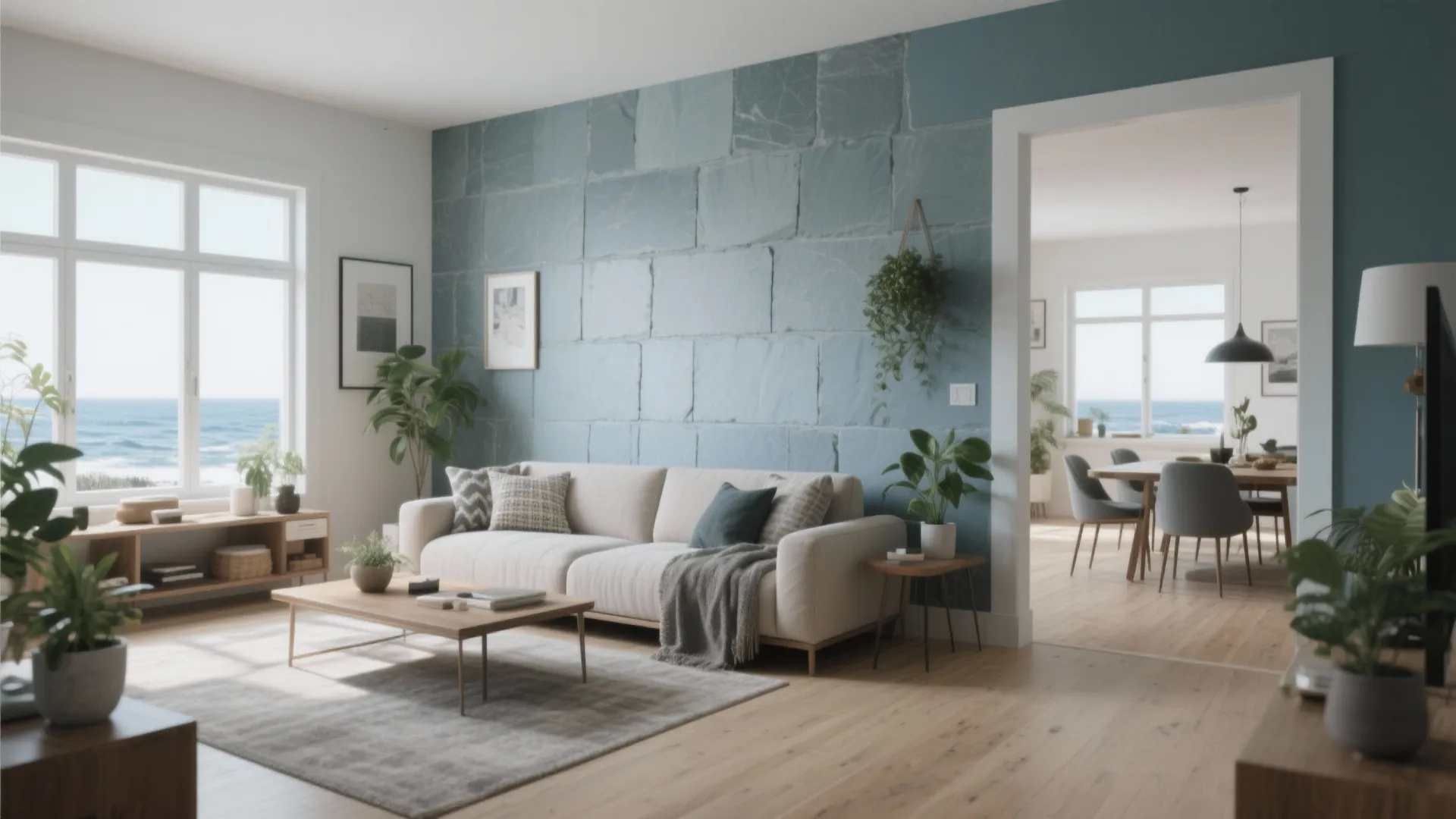 2. Coastal Slate: Muted Blue-Grey for Open Layouts